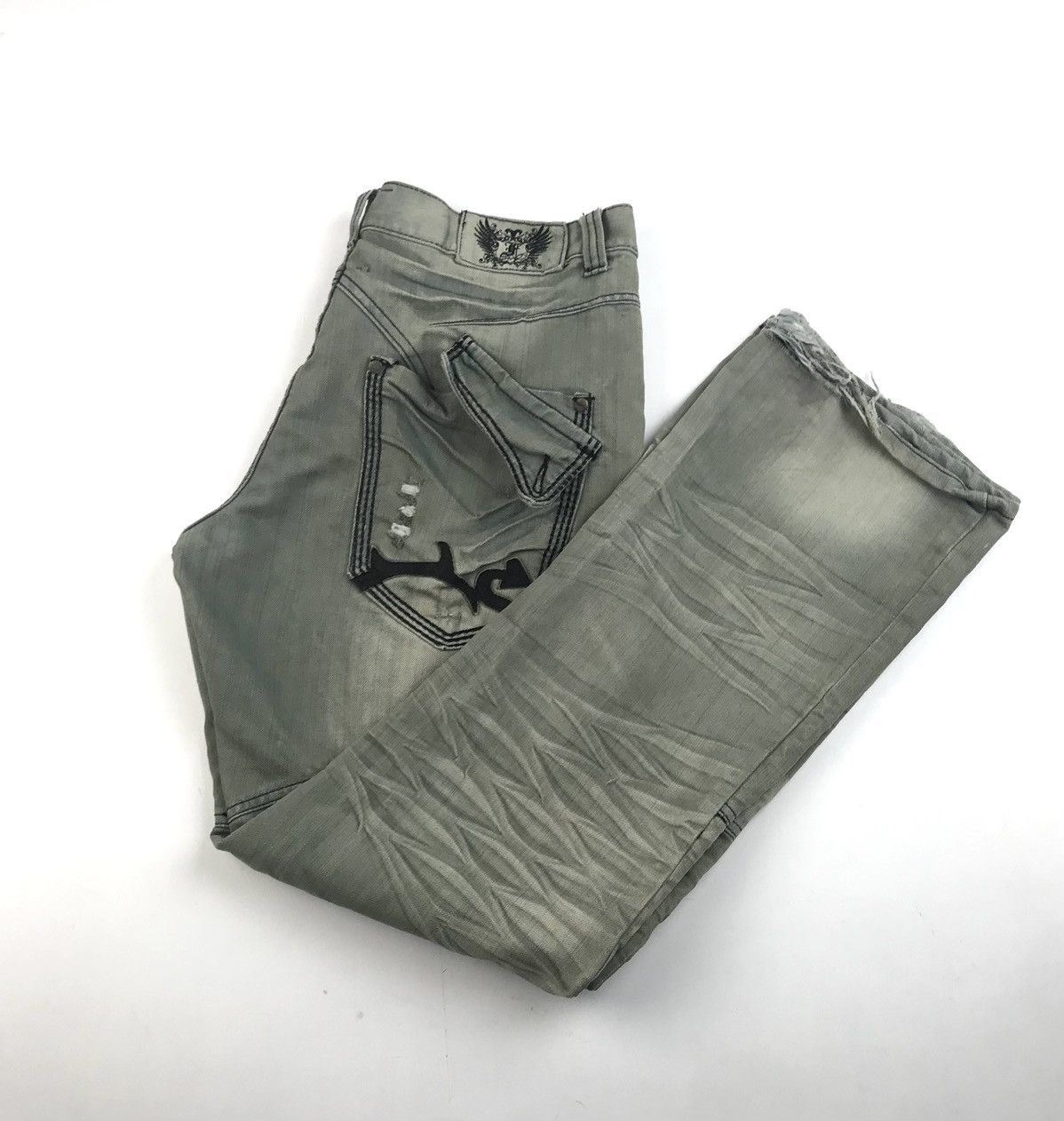 Vintage FUSAI denim embroidered 2000s jeans quality 36 dyed