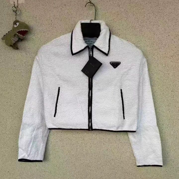 Prada Prada 99 New White Terry Metal Triangle Logo Jacket 38 Size XS / US 0-2 / IT 36-38 - 1 Thumbnail