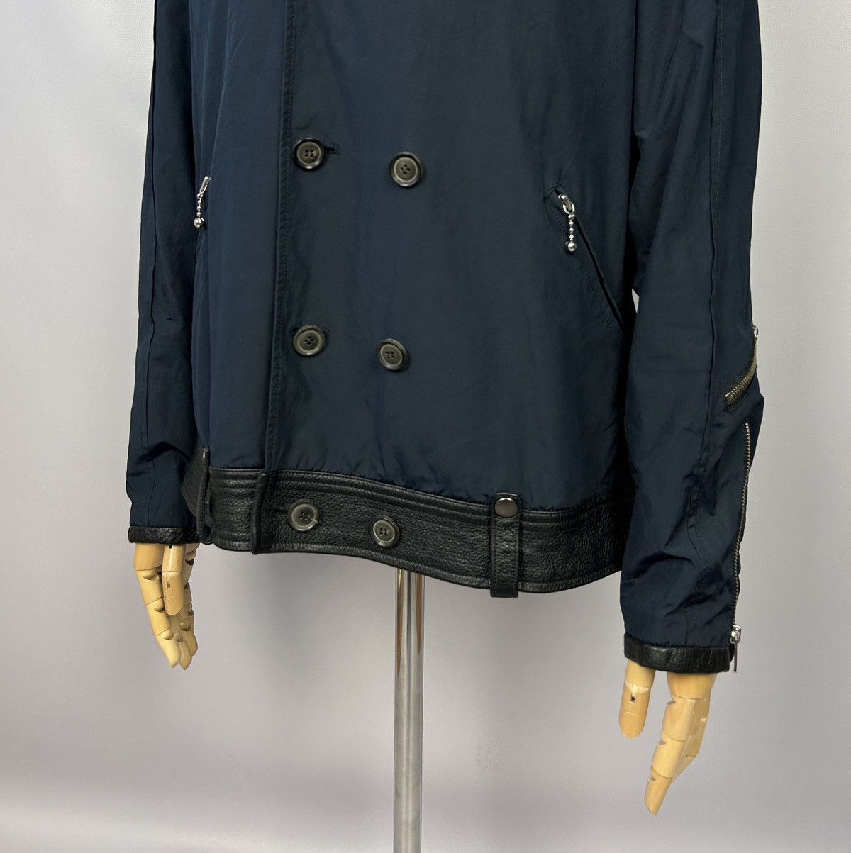 Japanese Brand Cy Choi Double Breasted Navy Nylon Coat Jacket Size L Size US L / EU 52-54 / 3 - 4 Thumbnail