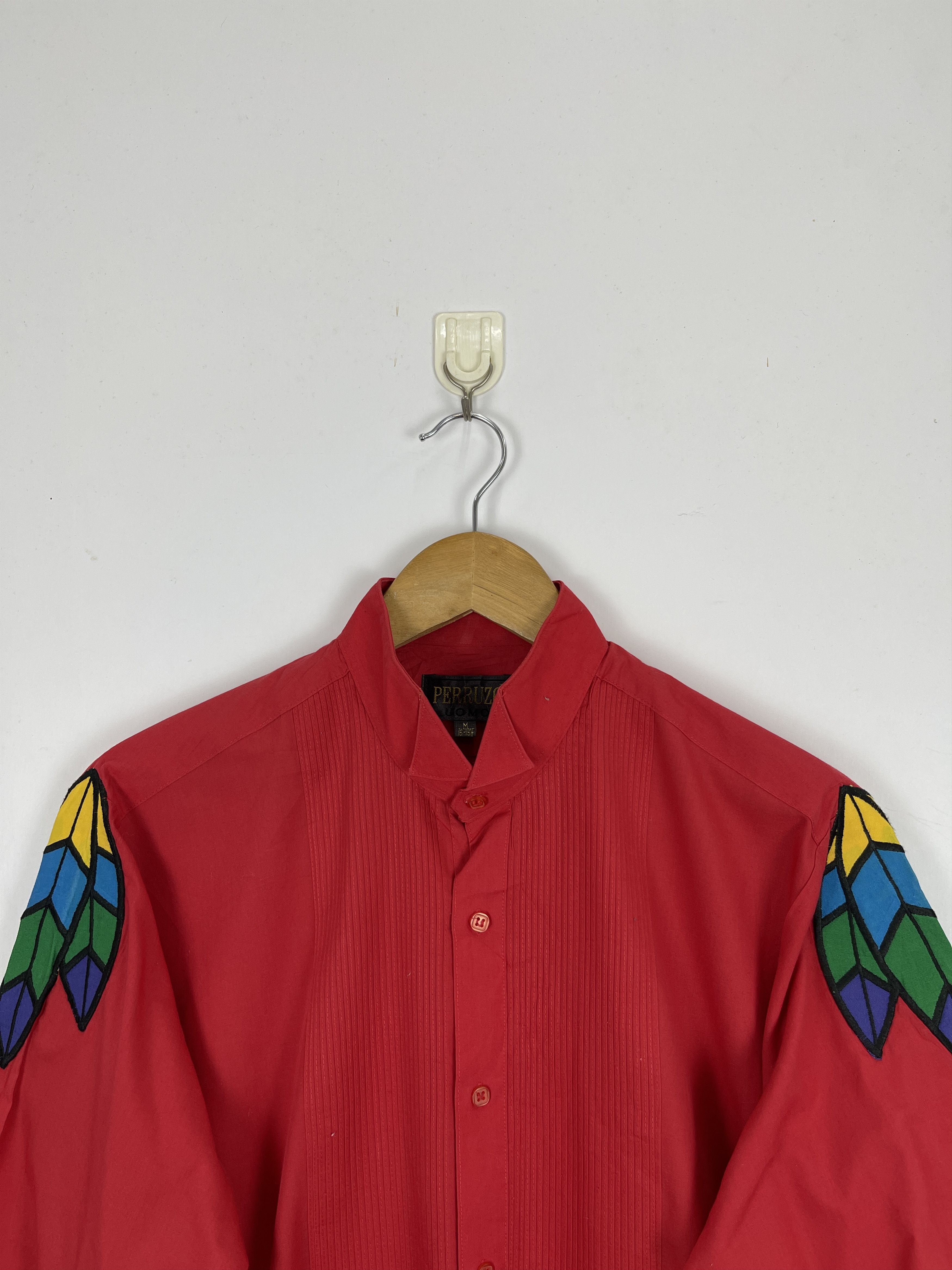 Vintage Vintage Perruzo Uomo Red Indian Style Plain Shirt TA0382 Size US M / EU 48-50 / 2 - 2 Thumbnail