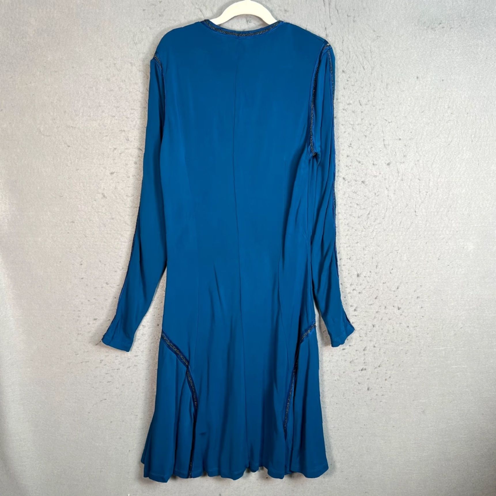 Marchesa VINTAGE Marchesa Voyage Blue Long Sleeve Maxi Dress Womens Size 4 Midi Rayon Silk V-Neck 8/10 Size S / US 4 / IT 40 - 2 Thumbnail