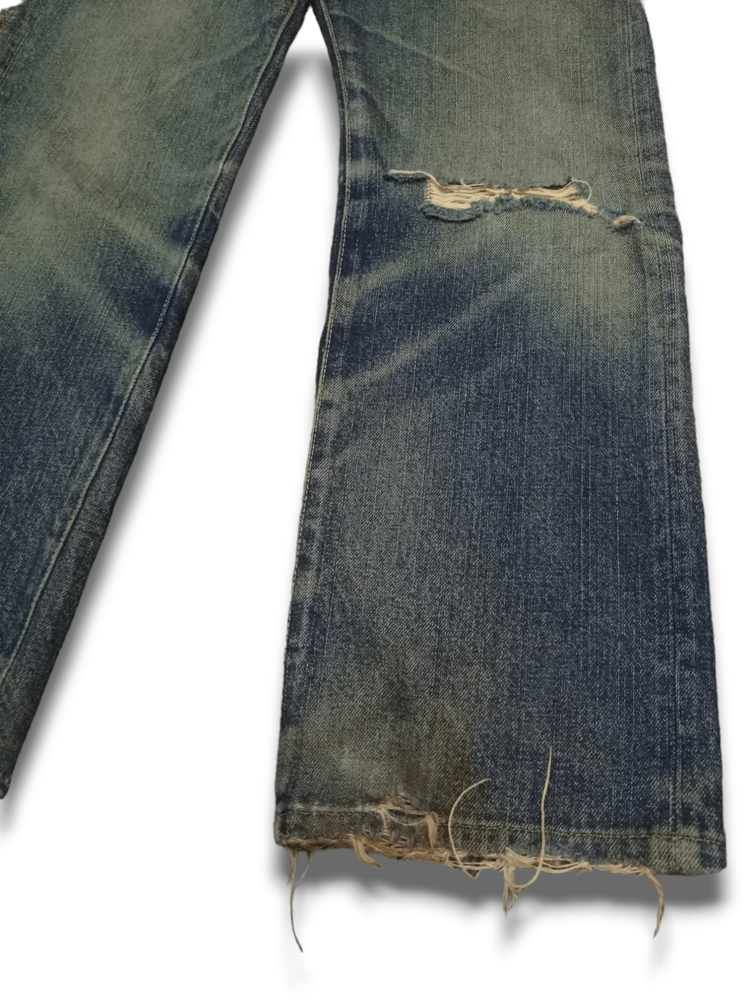 45rpm Vintage Japanese 45RPM Studio Mud Wash Distress Loose Jeans Size US 26 / EU 42 - 8 Thumbnail