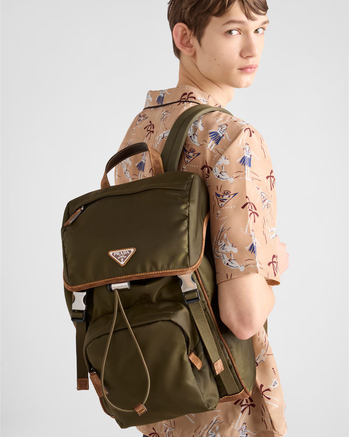 Prada os11x0126 Size: OS / Re-Nylon And Suede Backpack Musk Green Size ONE SIZE - 8 Thumbnail