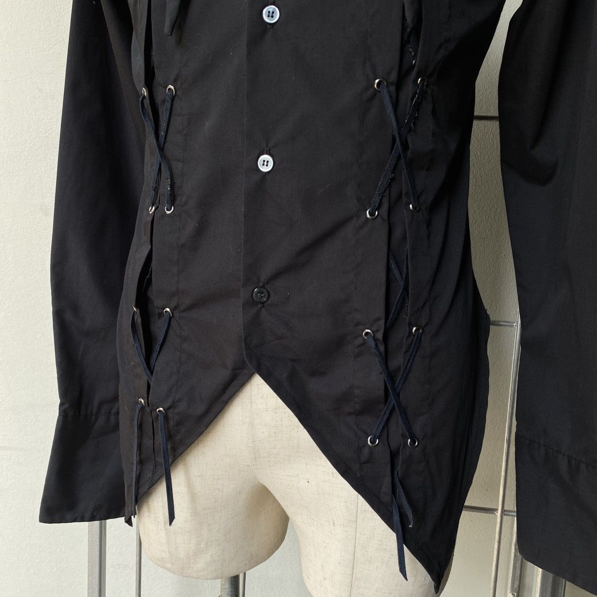 Designer × Japanese Brand Devil'n Bass Y2K Punk Black Lace-Up Symmetrical Shirt Size US L / EU 52-54 / 3 - 18 Thumbnail