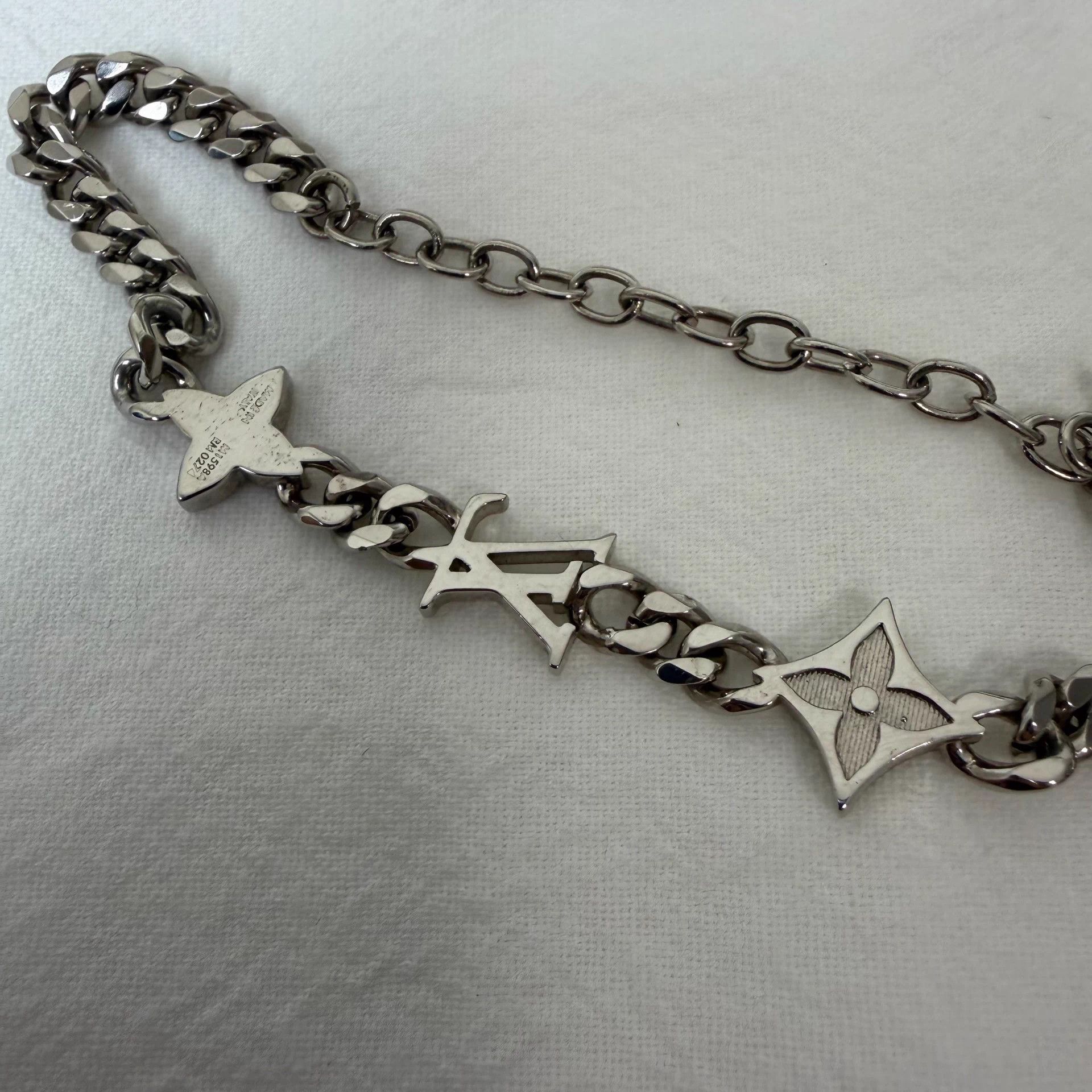 LOUIS VUITTON Monogram Floral Silver/Orange Bracelet