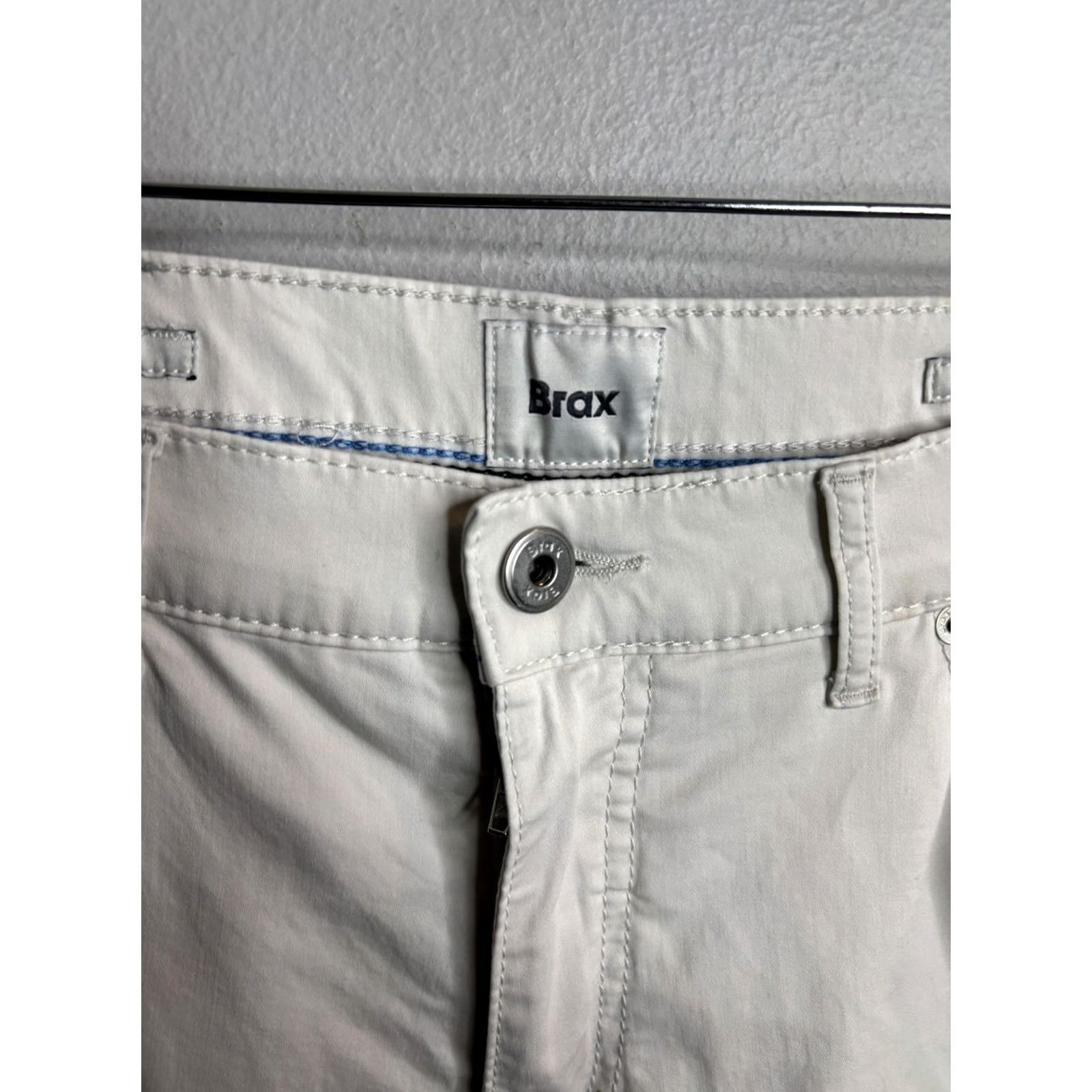 BRAX Brax Cadiz Marathon Five Pocket Jeans Mens White Cream Chino Denim Straight 34 Inseam 35 Overall Size US 34 / EU 50 - 3 Thumbnail