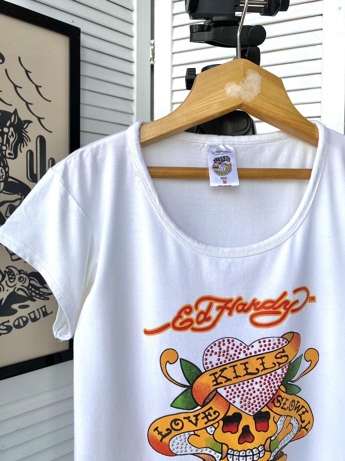 Ed Hardy × Vintage Vintage Y2K Ed Hardy Skull Short Sleeve Tee Shirt Size M / US 6-8 / IT 42-44 - 5 Thumbnail