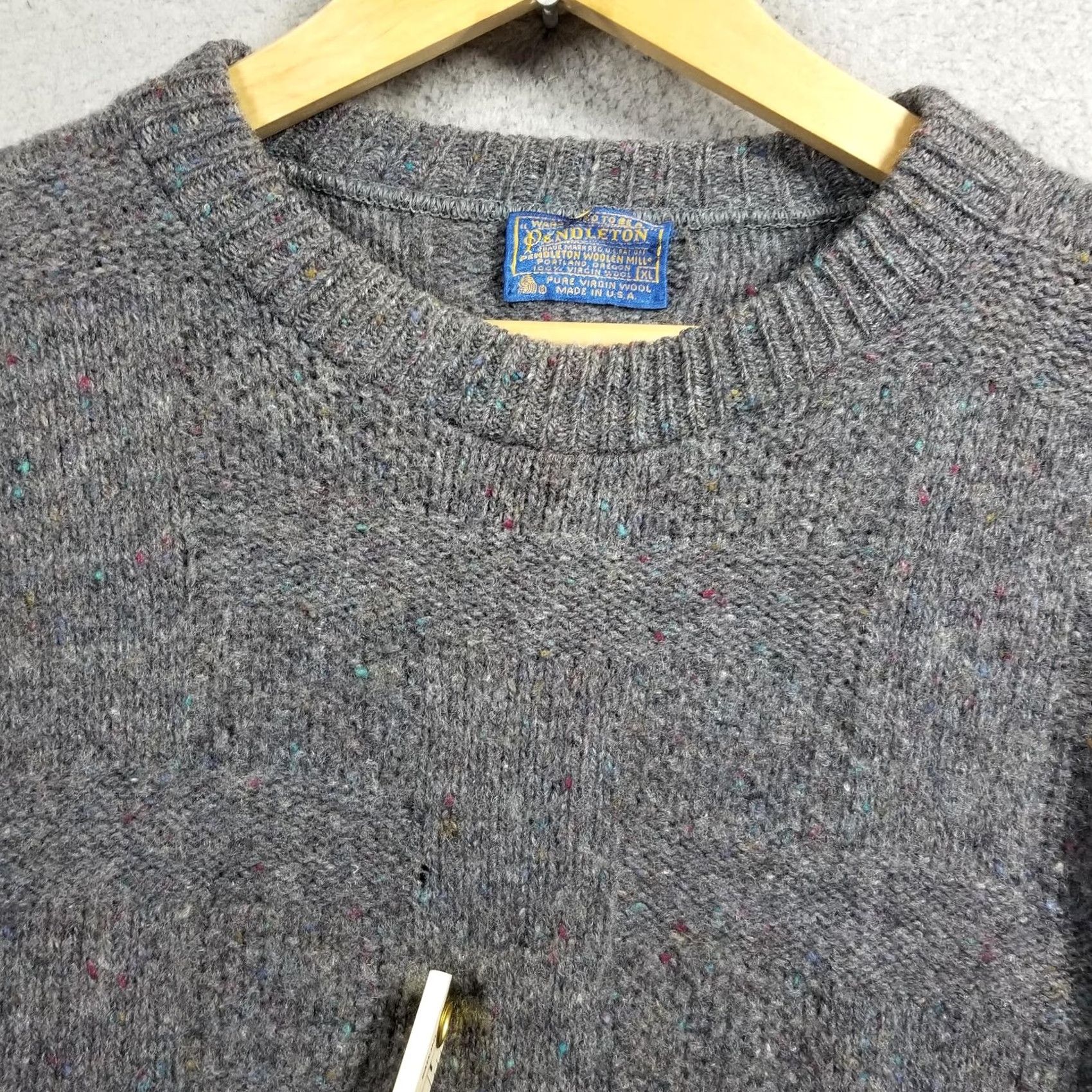 Pendleton VINTAGE Pendleton Sweater Mens XL Gray Wool Thick Knit Crewneck Pullover USA Size US XL / EU 56 / 4 - 6 Thumbnail