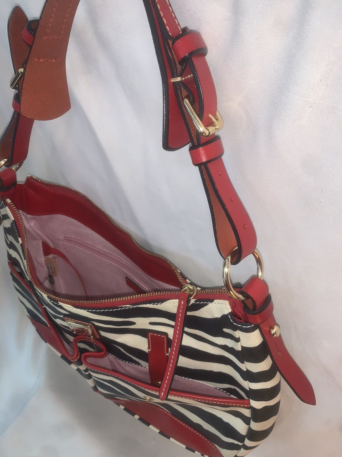 Dooney & Bourke Dooney & Bourke Zebra Print Satchel • Red Leather Trim • Mob Size ONE SIZE - 3 Thumbnail