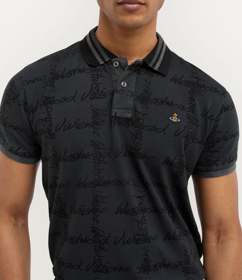 Vivienne Westwood o1f1d3z0426 All-over Monogram Logo Polo Shirt in Black Size US S / EU 44-46 / 1 - 5 Thumbnail