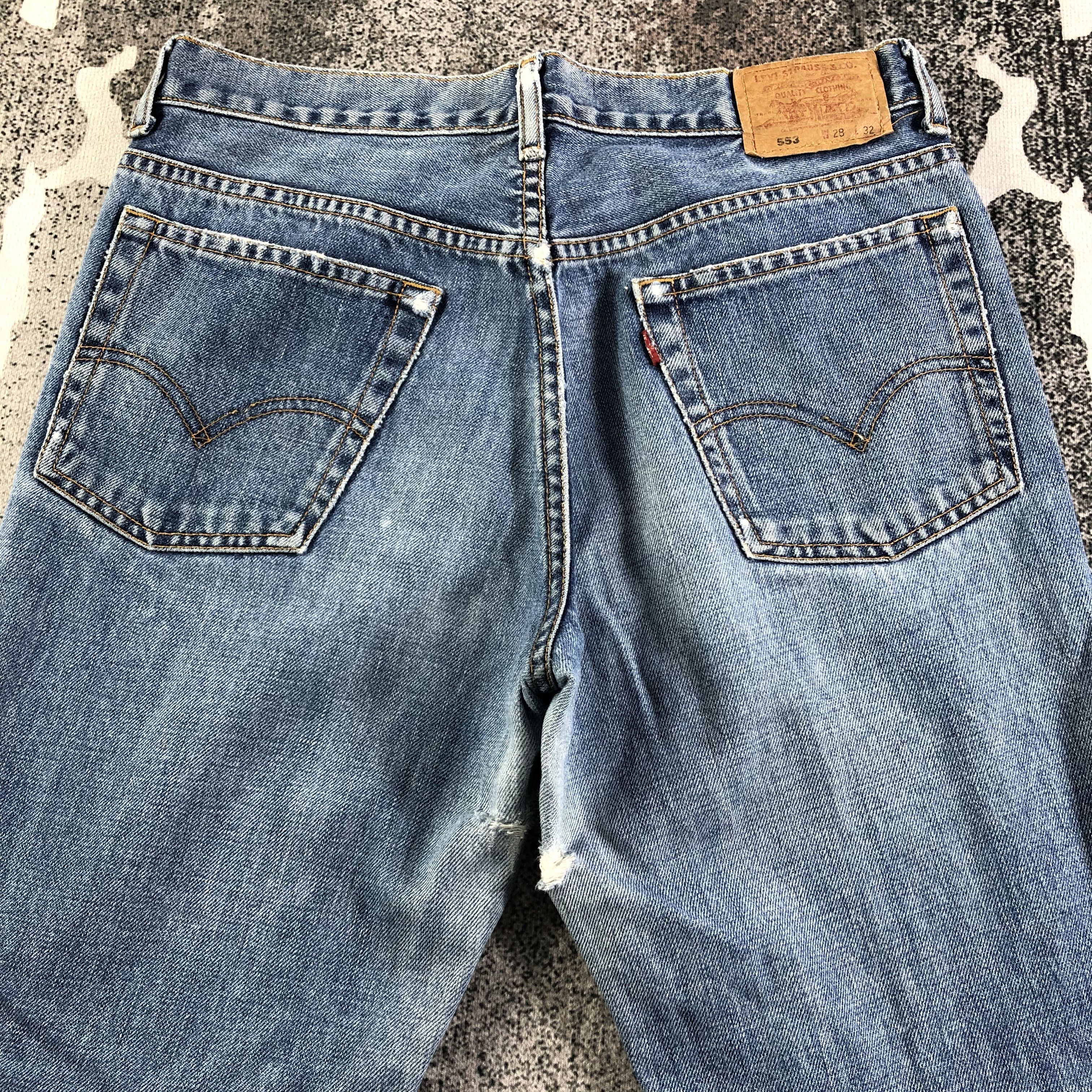 Levi's Vintage 90s Levis 553 Jeans Flare Denim KJ2190 Size US 28 / EU 44 - 4 Thumbnail