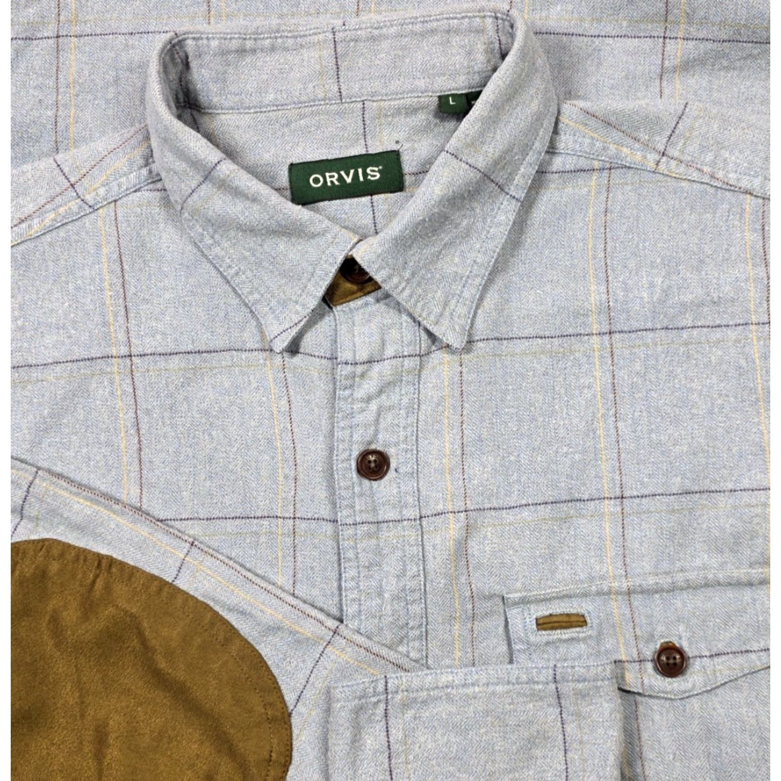 Orvis Orvis Fairbanks Shirt Mens L Button Up Flannel Gray Plaid Elbow Patch Pants? Size US L / EU 52-54 / 3 - 2 Thumbnail