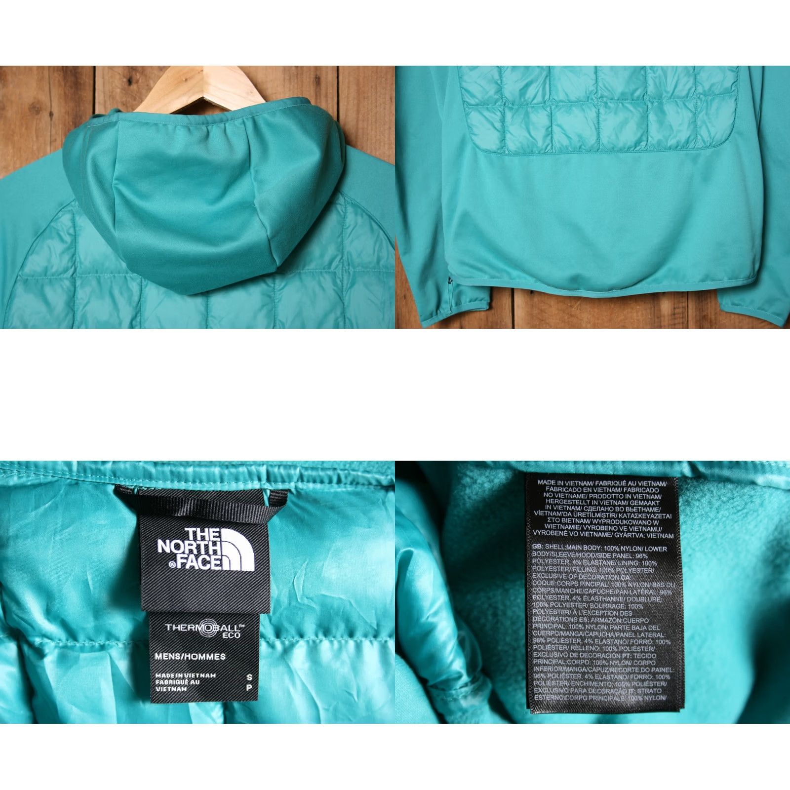 The North Face TNF Thermoball Eco Hybrid Porcelain Green Quilted 1/4 Zip Hooded Jacket Sz. S Mens Hoodie Green 1/4 Zip Nylon Zip Closure New with Tags Size US S / EU 44-46 / 1 - 8 Thumbnail