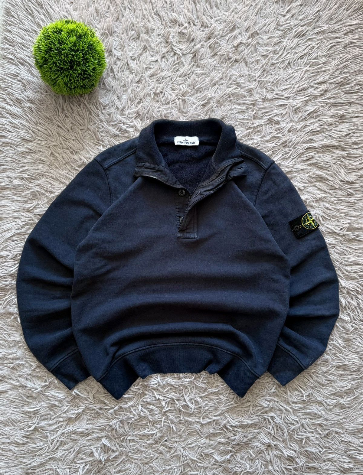 Stone Island 00s Stone Island Quarter-Zip Mock Neck Sweatshirt Navy Blue Size US L / EU 52-54 / 3 - 3 Thumbnail