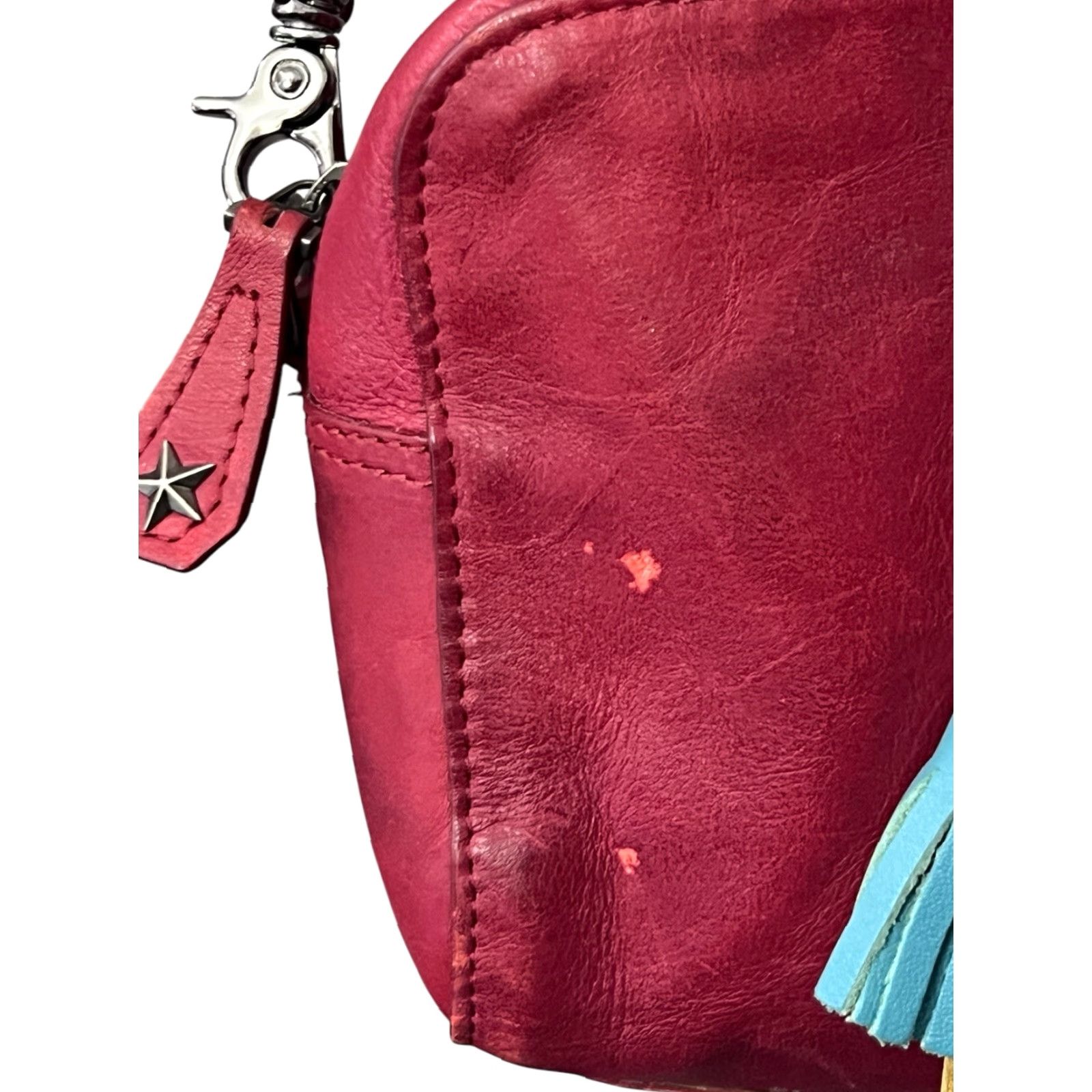 Vintage Velez Leather Handbag Crossbody Red Tassels Adjustable Strap Crossbody Women Medium Red Leather Bag - Velez Size ONE SIZE - 3 Thumbnail