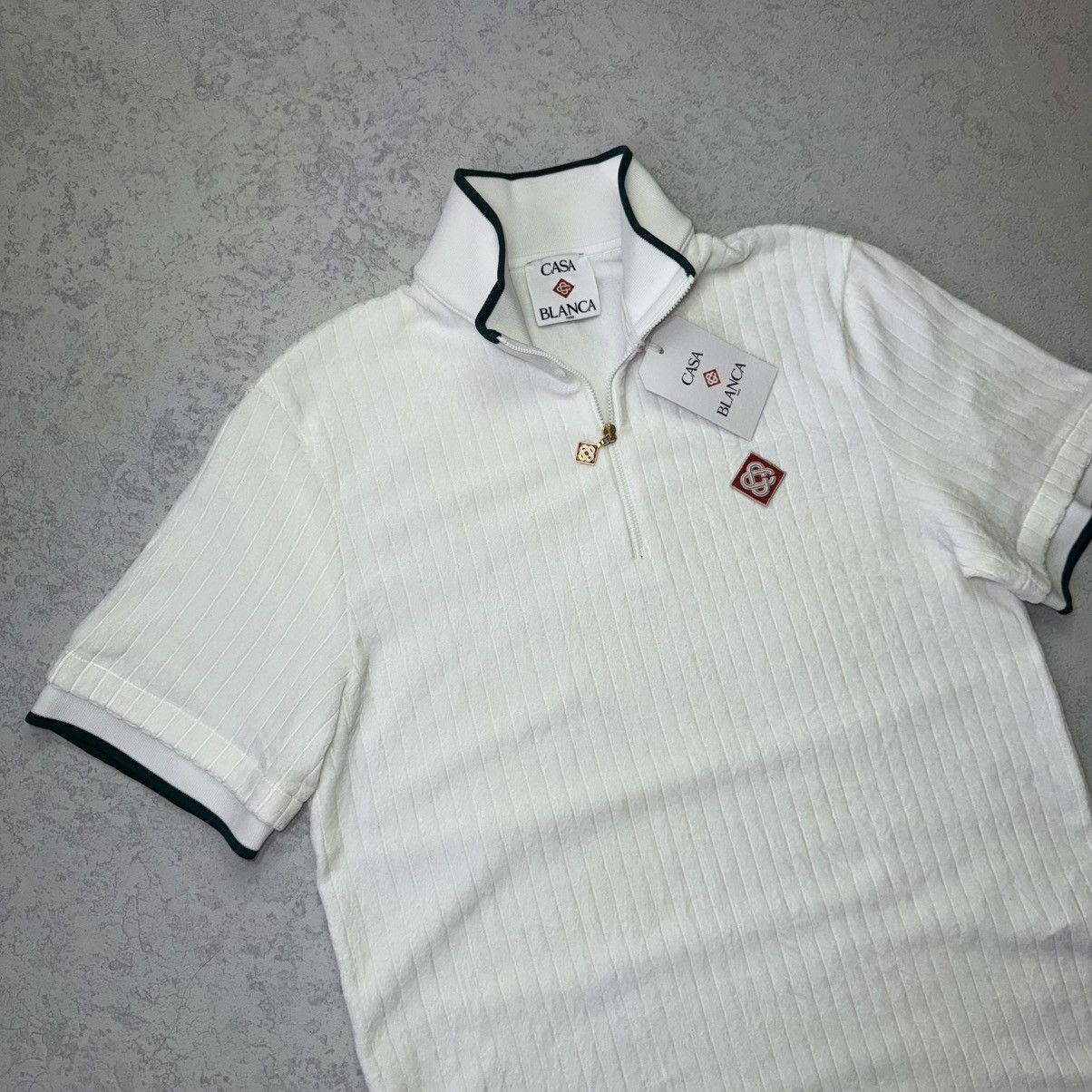 Casablanca Casablanca Velour Ribbed Polo Jersey 1/4 Zip Top Size US M / EU 48-50 / 2 - 6 Thumbnail