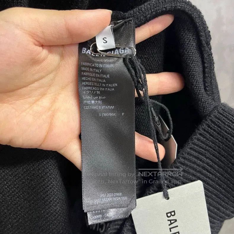 Balenciaga Black Logo Embroidered Sweater.