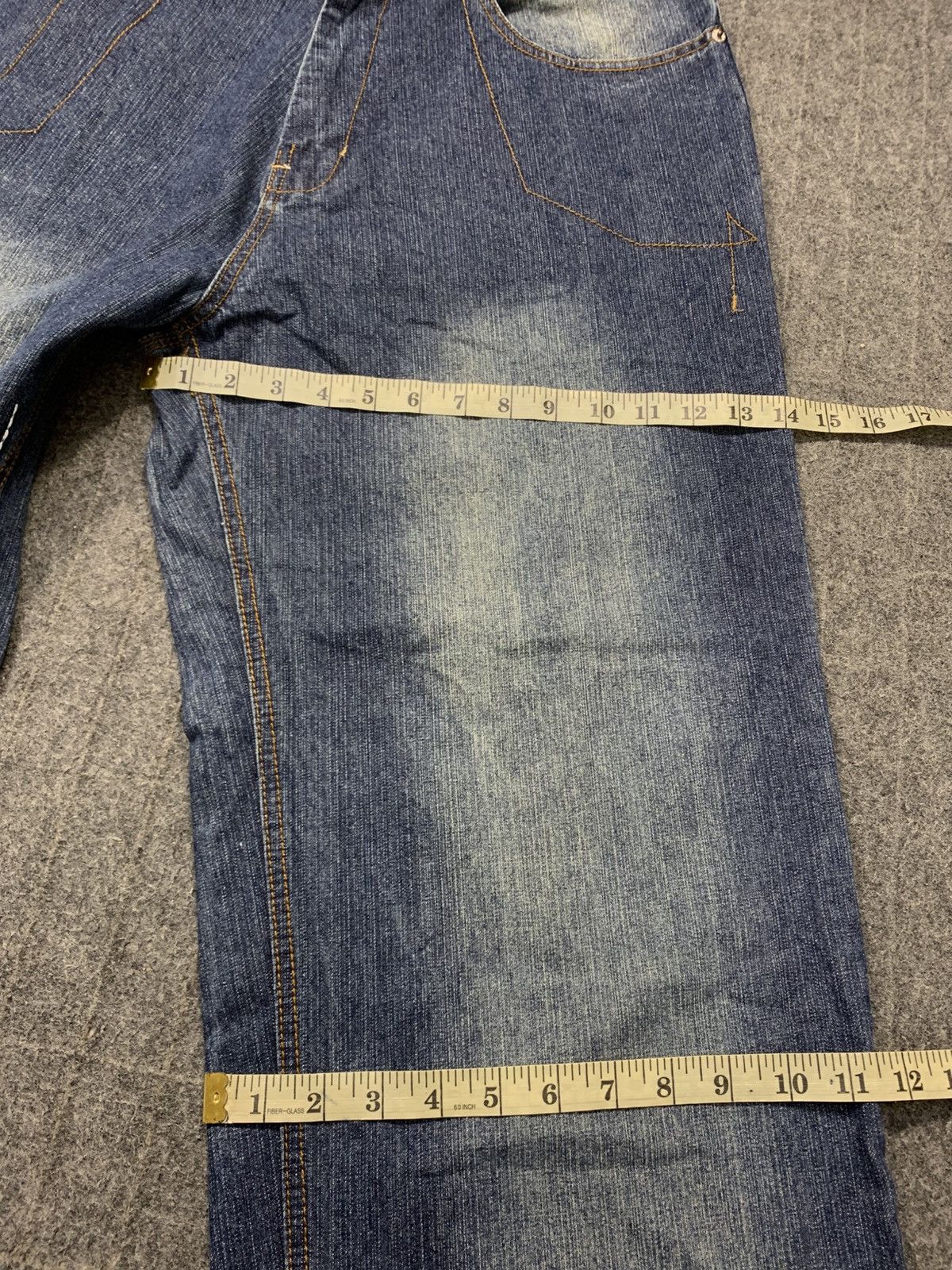 Pepe Jeans Pepe Art Indigo Embroidery Stitching Baggy Straight Cut Size US 35 - 13 Thumbnail