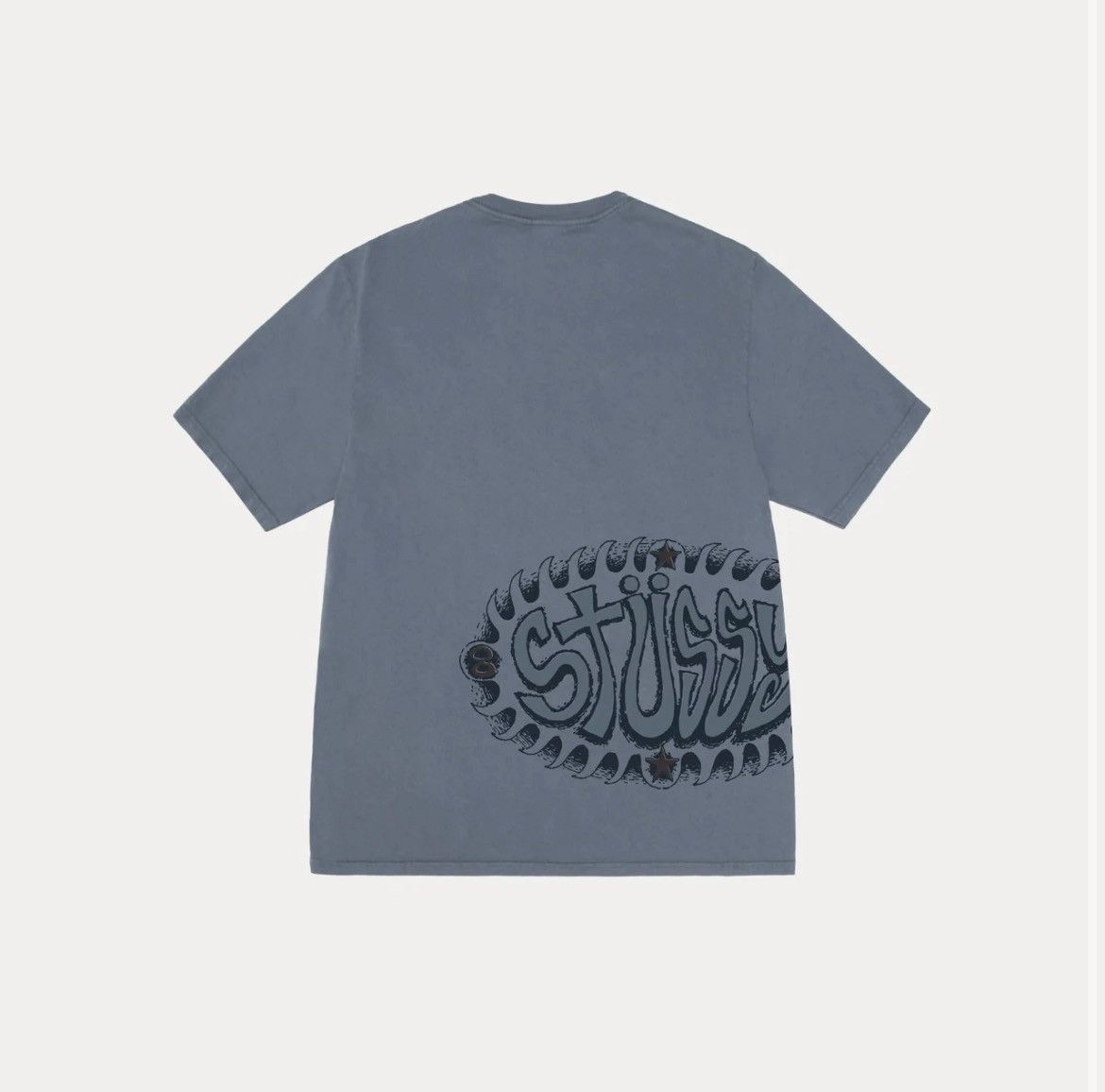 Streetwear × Stussy Stussy Wave Cotton Crew Blue T-shirt