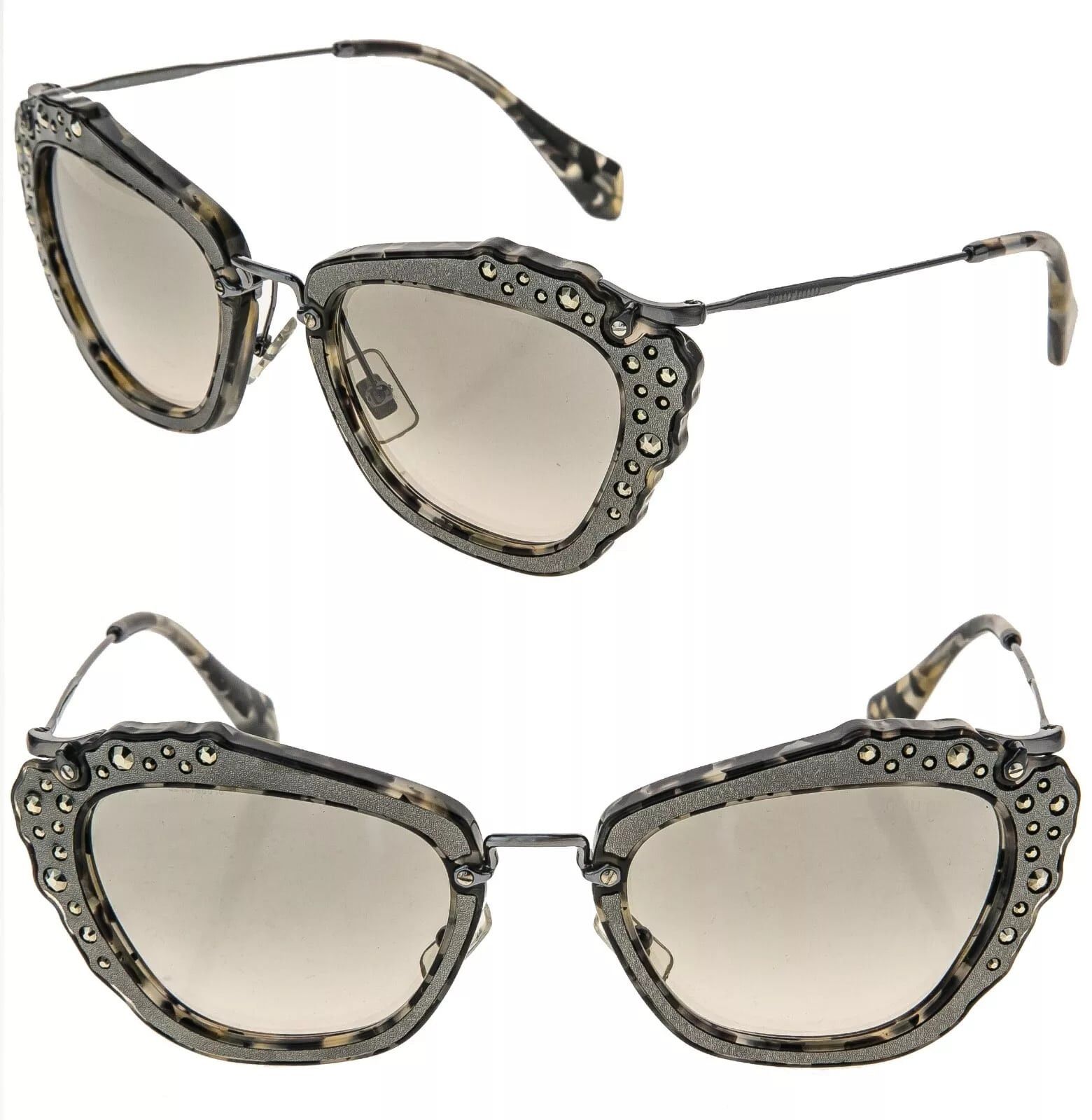 Miu Miu MIU MIU NOIR 04Q Marble Grey Ruthenium Foil Leather MU04QS Size ONE SIZE - 1 Thumbnail