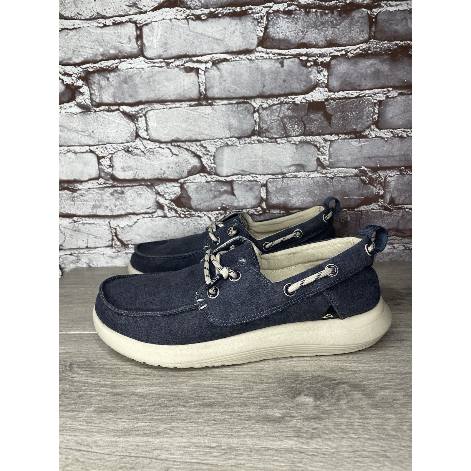 REEF Reef Swellsole Pier Shoes Navy Blue Canvas Fabric Boat Shoes Size US 11 / EU 44 - 13 Thumbnail