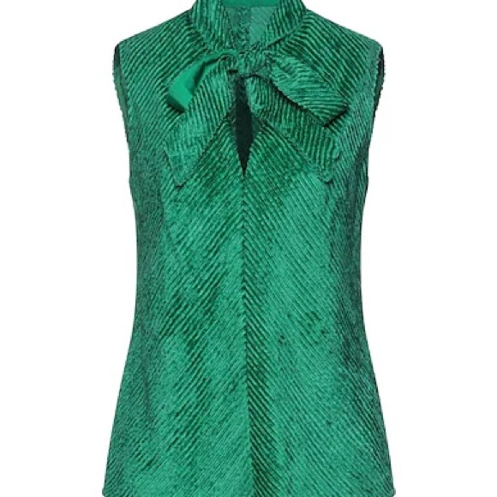 NBDN Nobrandedon NWT! MALIPARMI Women Green Velvet Top, Size M, MSRP. 309$ Size M / US 6-8 / IT 42-44 - 2 Thumbnail