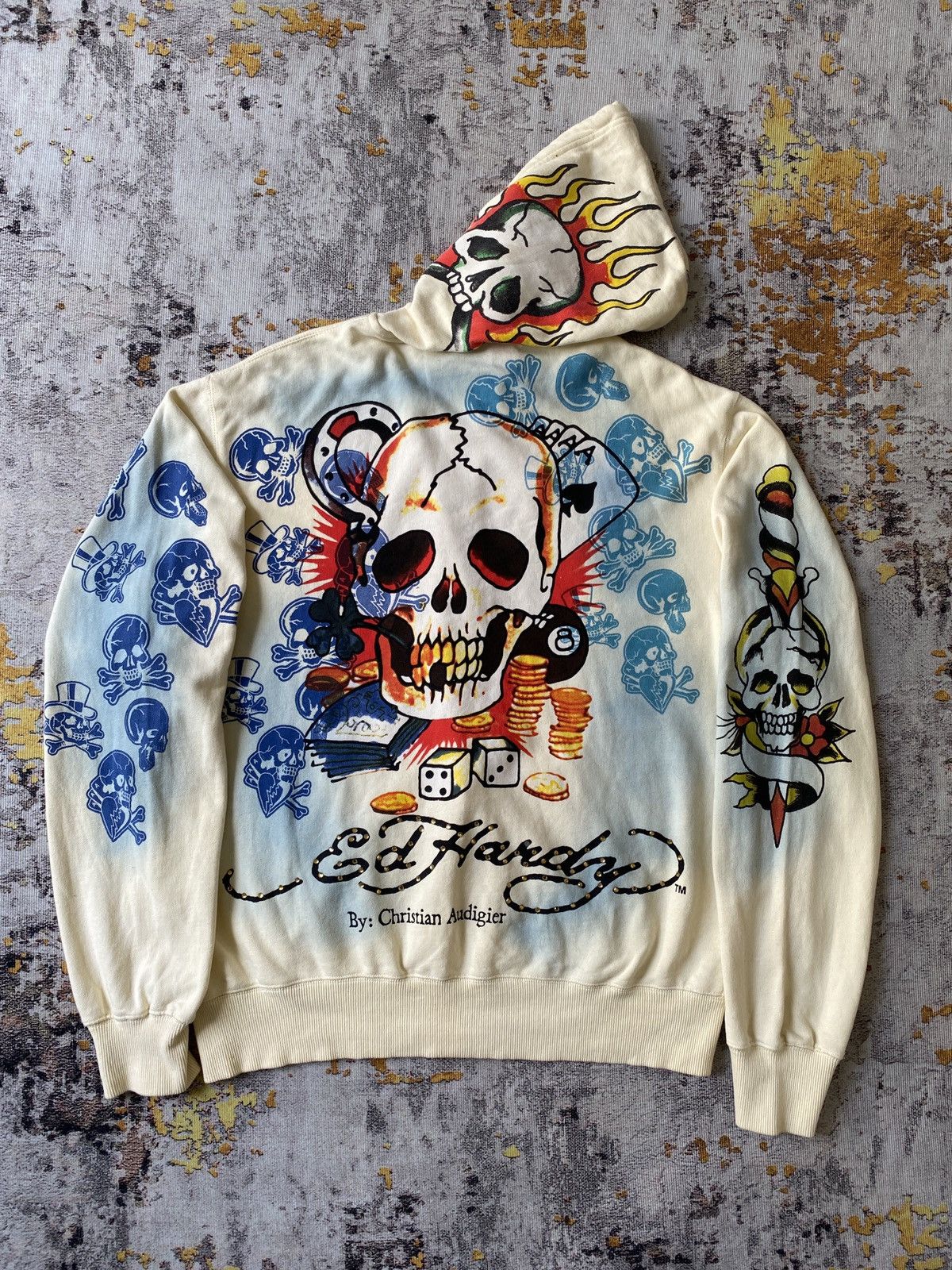Ed Hardy 2000s Ed Hardy By Christian Audigier Destroyed Tattoo Hoodie Size US XL / EU 56 / 4 - 21 Thumbnail