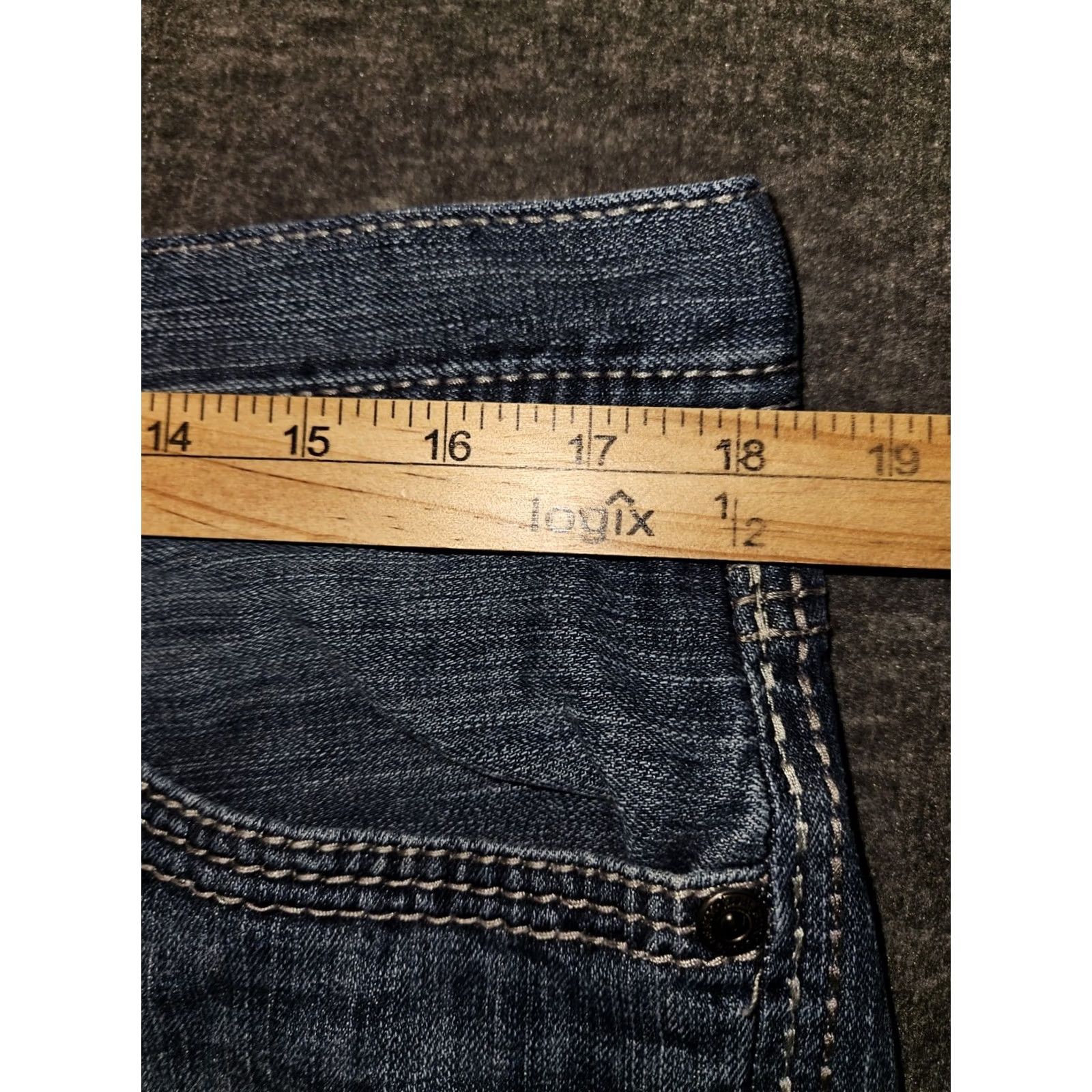 Vintage BKE Seth Jeans Men's 36S Straight Leg Blue Denim Thick Stitch Stretch Preppy Size US 36 / EU 52 - 4 Thumbnail