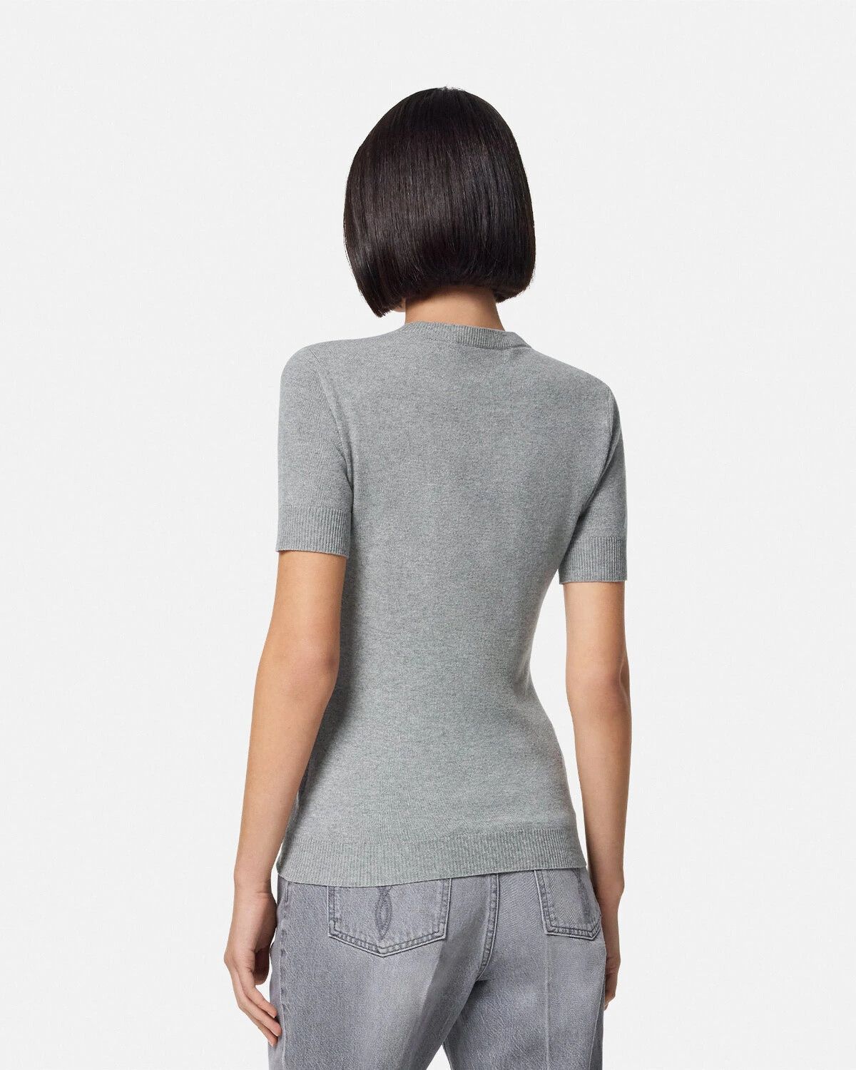 Versace o1y0226 Short Sleeves Sweater in Gray Size M / US 6-8 / IT 42-44 - 4 Thumbnail