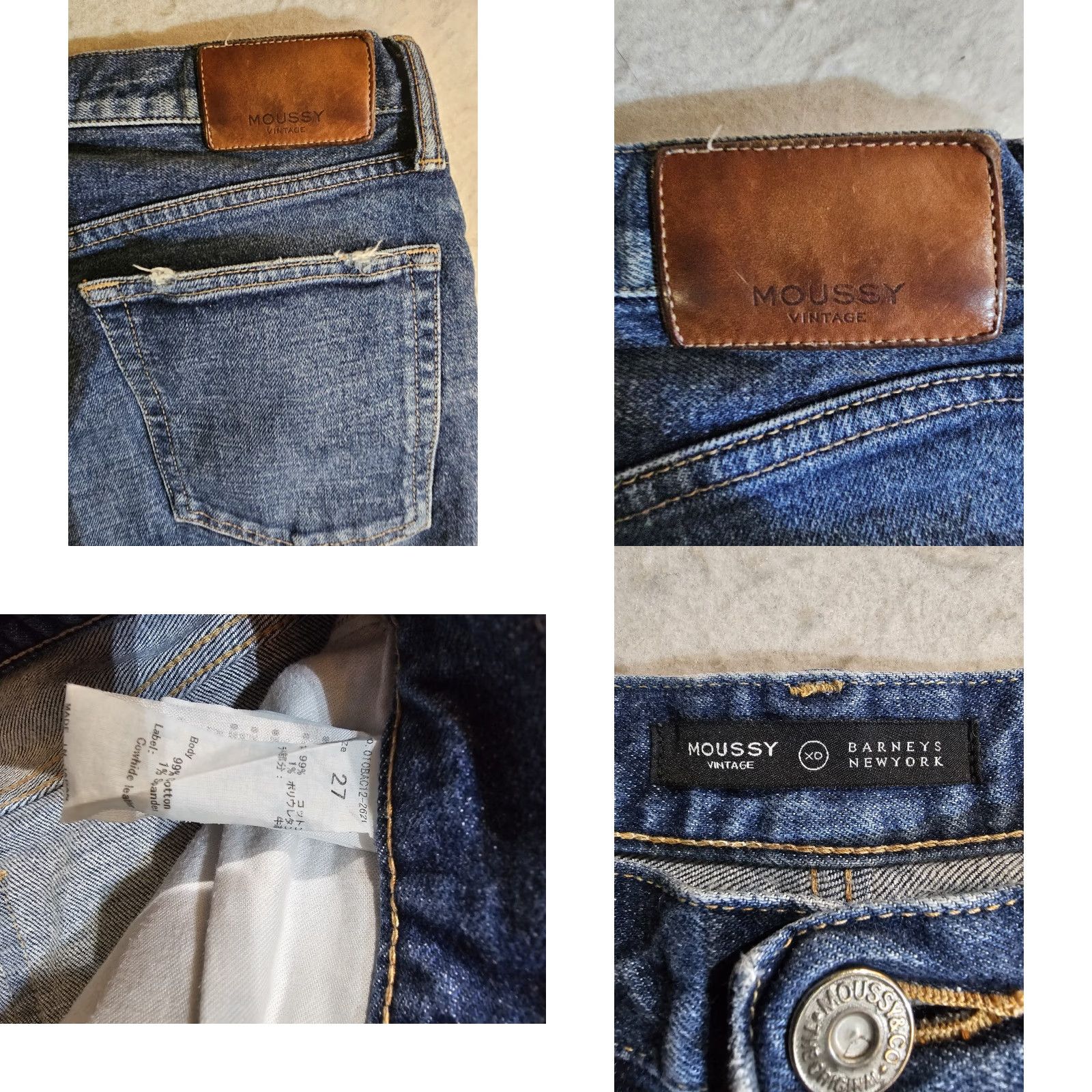 MOUSSY MOUSSY Jeans Distressed Straight Leg Button Fly Womens Sz 27 Japan Denim Blue 28 Inseam Regular Rise Low Vintage No Superman? Size 27" / US 4 / IT 40 - 8 Thumbnail