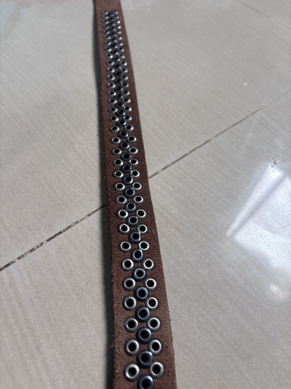 Other Brown Leather Belt with Silver Studs Size ONE SIZE - 3 Thumbnail