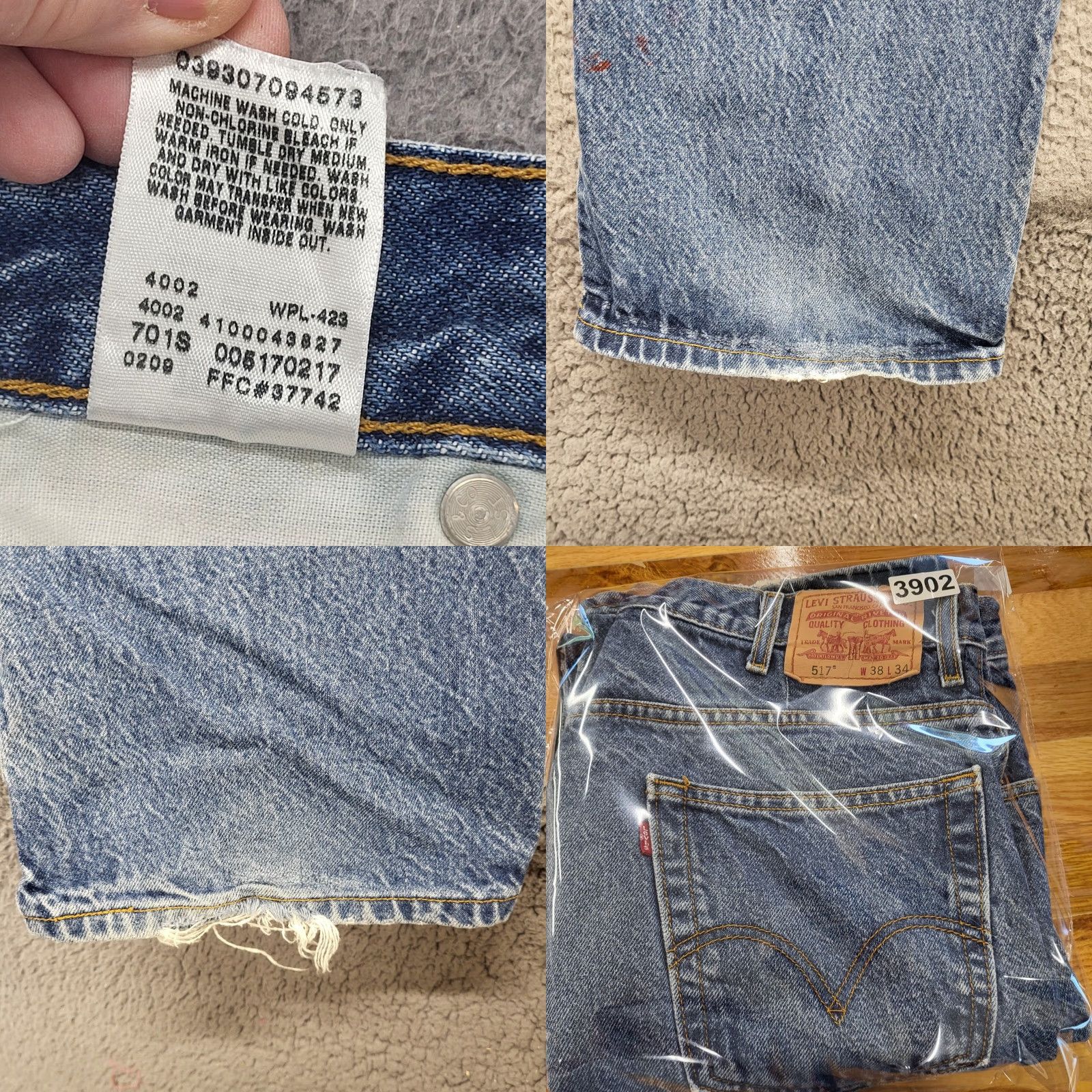 Levi's VINTAGE Levi's Jeans 517 Mens 38x34 Blue Denim Made in Mexico 20517-0217 *READ* Size US 38 / EU 54 - 10 Thumbnail