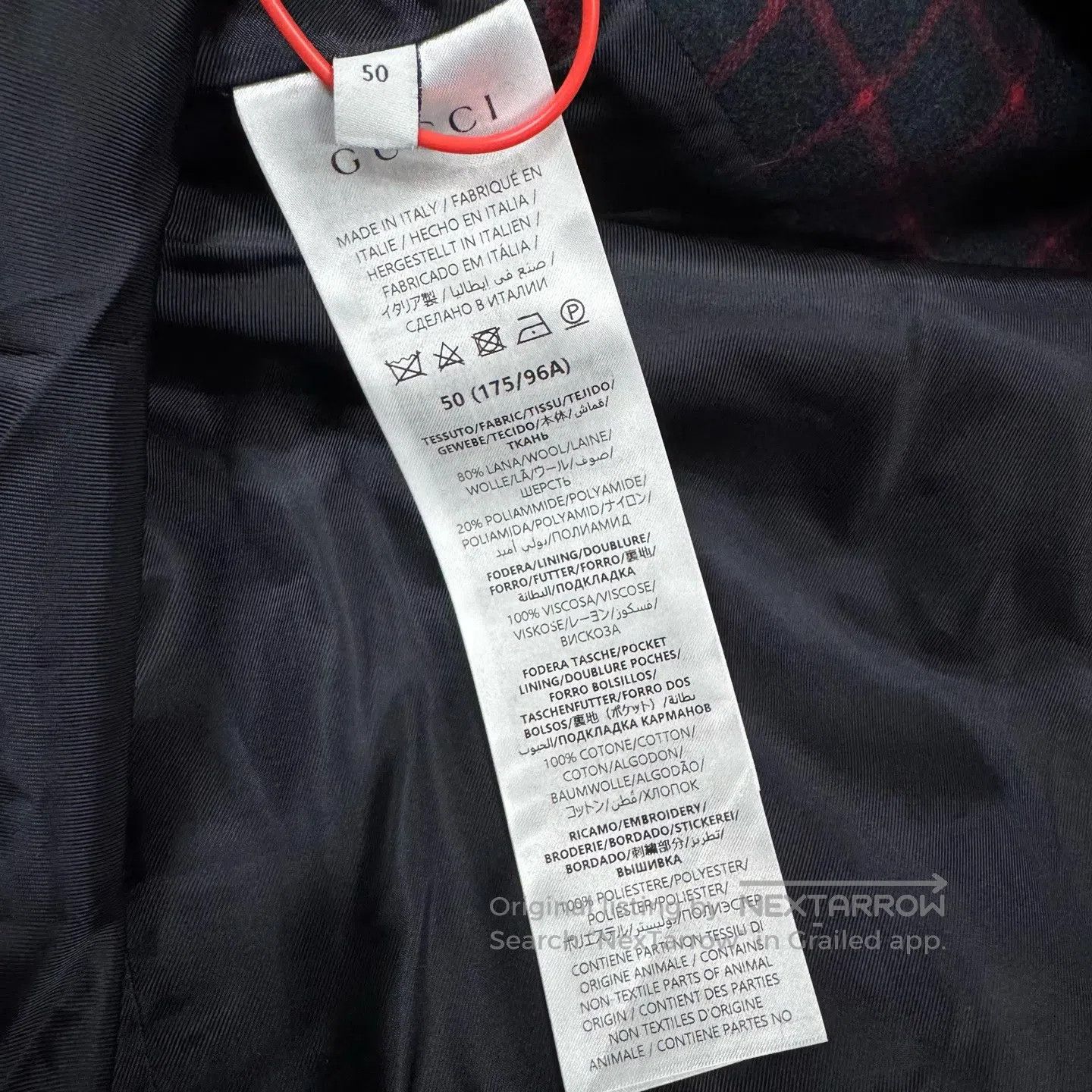Gucci Guicci Black and Red Grid embroid logo suit| Size 50R - 7 Thumbnail