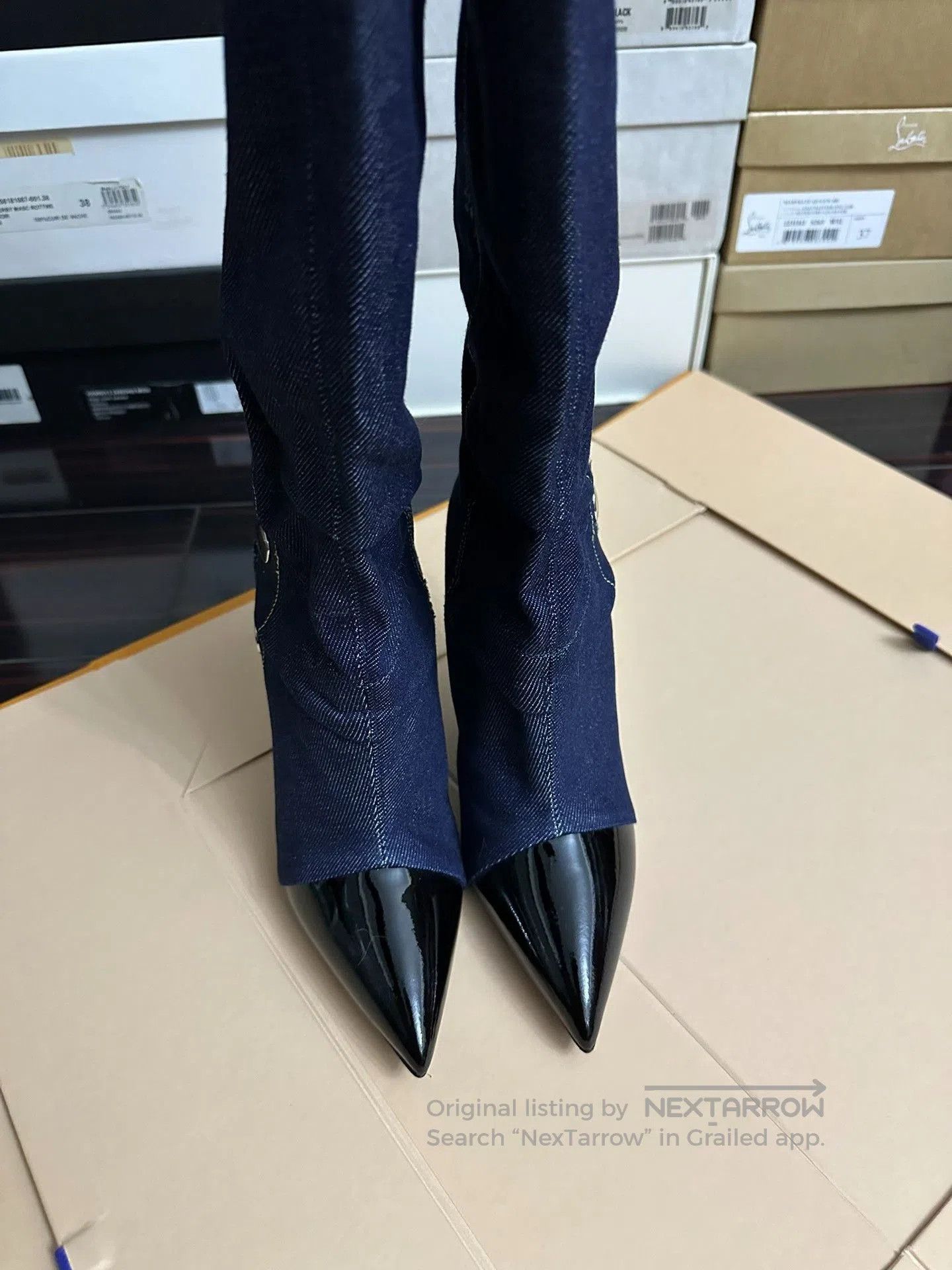 Giuseppe Zanotti Giuseppe Zanotti Denim Over-the-Knee Boots. Size US 6.5 / IT 36.5 - 3 Thumbnail