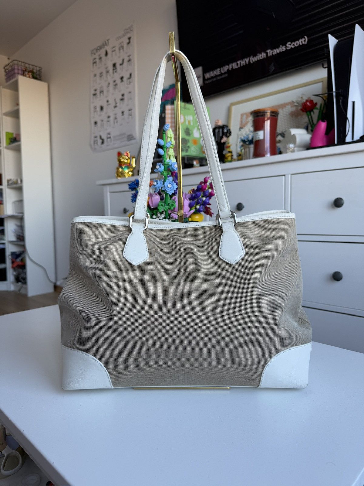Designer × Prada Prada Jacquard logo canvas tote / shoulder bag designer y2k Size ONE SIZE - 2 Thumbnail