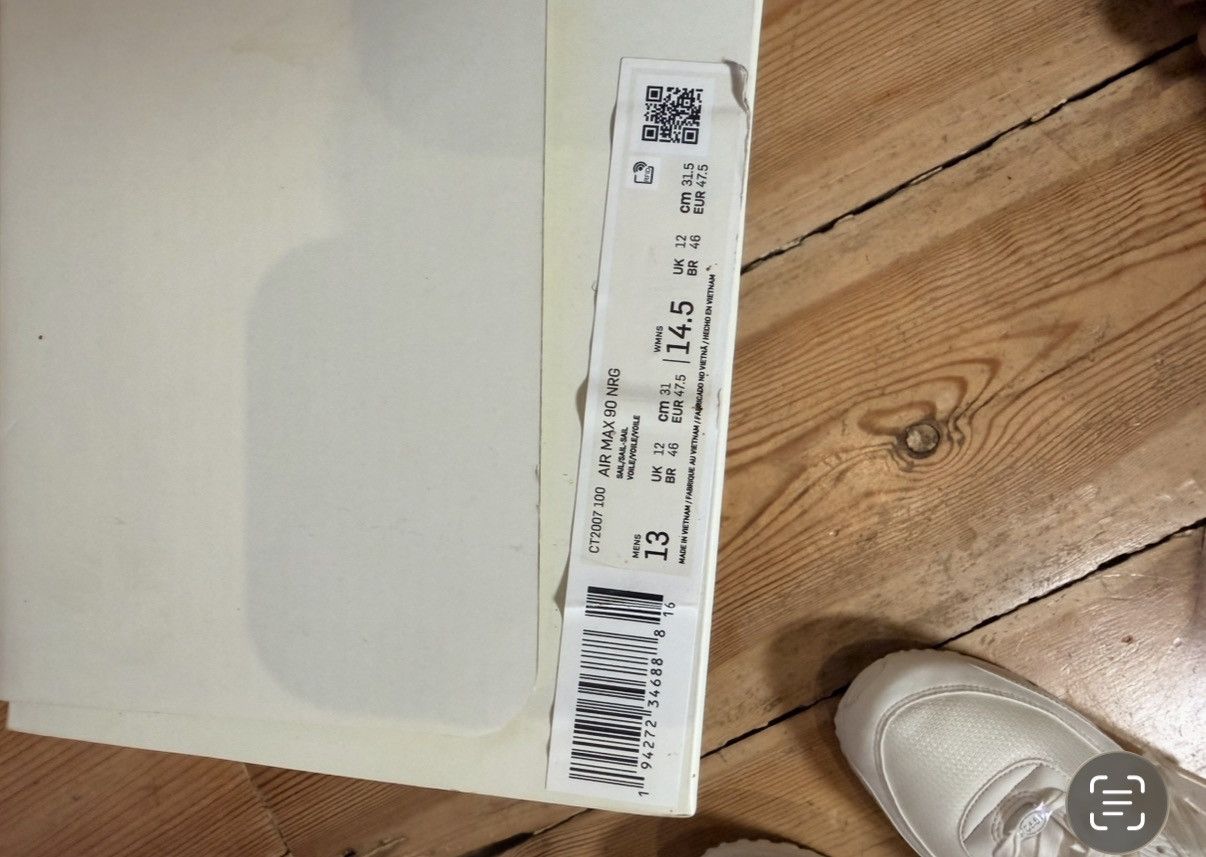 Nike Nike Air Max 90 NRG Recrafted Sail Triple Cream CT2007-100 Size US 13 / EU 46 - 5 Thumbnail