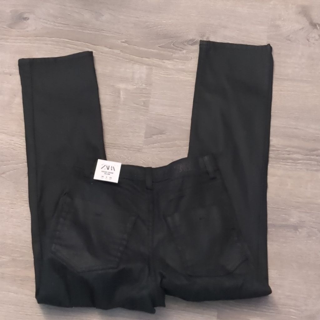 Zara Zara high rise coated black jeans size 4 Size 27" / US 4 / IT 40 - 5 Thumbnail