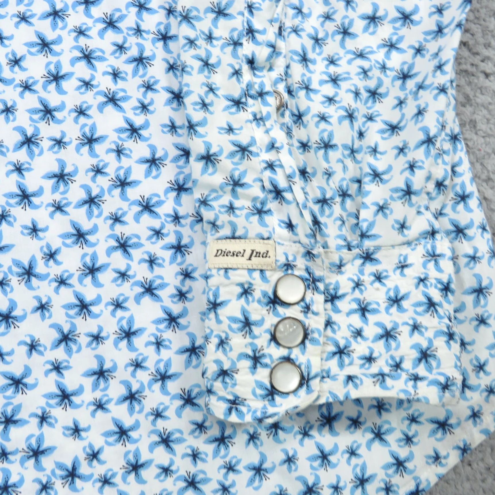 Diesel Diesel Shirt Mens Medium Blue White Western Pearl Snap Floral All Over Designer Shirt Size US M / EU 48-50 / 2 - 3 Thumbnail