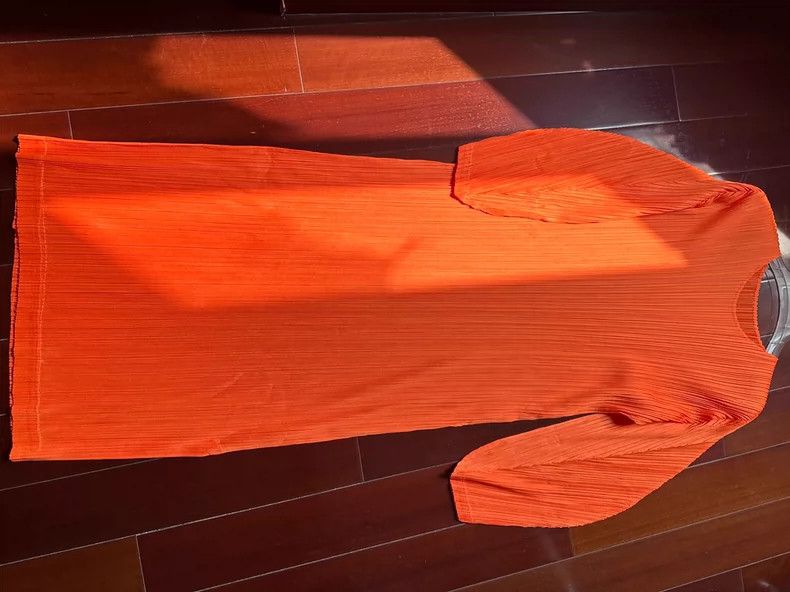 Issey Miyake Issey Miyake size:3 Orange pleated long-sleeved shirt Size S / US 4 / IT 40 - 2 Thumbnail