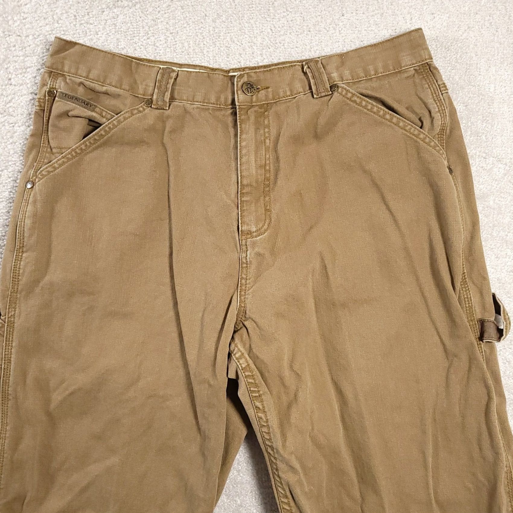 Vintage Legendary Whitetails Jeans Mens 34x30 Carpenter Denim Brown 5-Pocket Regular Straight Belt Loops Logo Embroidered Rise Mid Vintage Size US 34 / EU 50 - 3 Thumbnail