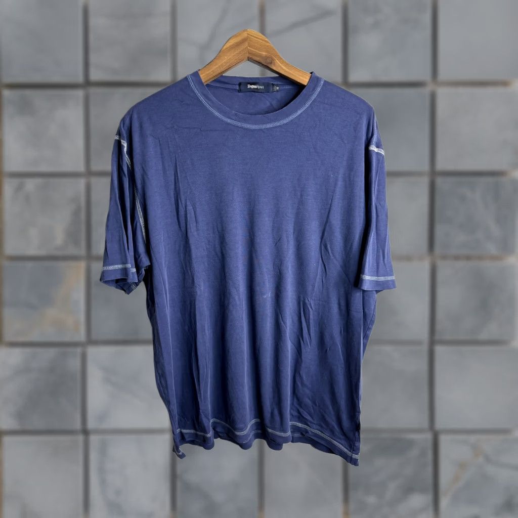 Vintage VINTAGE ZegnaSport Shirt Mens M Blue Contrast Stitch Crewneck Casual Tee T-Shirt Size US M / EU 48-50 / 2 - 1 Thumbnail