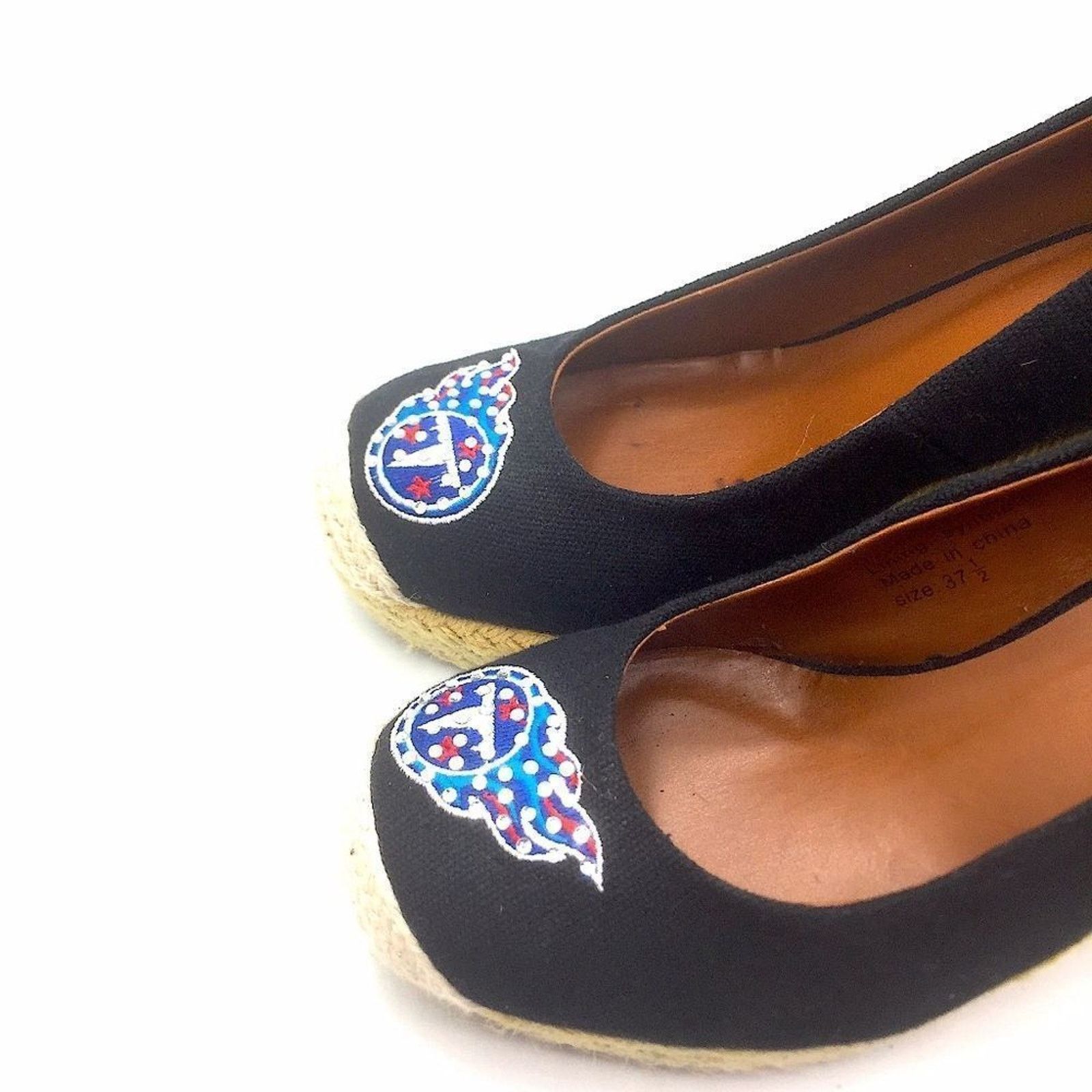 NFL NFL Titans Team Black & Brown Leather Wedges Size US 7 / IT 37 - 4 Thumbnail