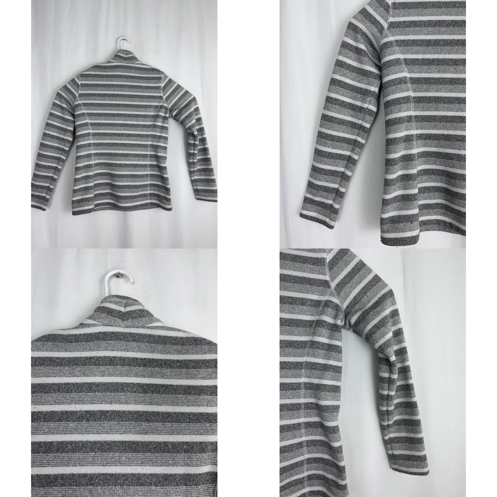 Vintage REI Womens S Pullover Sweater 1/4 Zip Gray White Striped Polyester Shirt Women Size S / US 4 / IT 40 - 9 Thumbnail