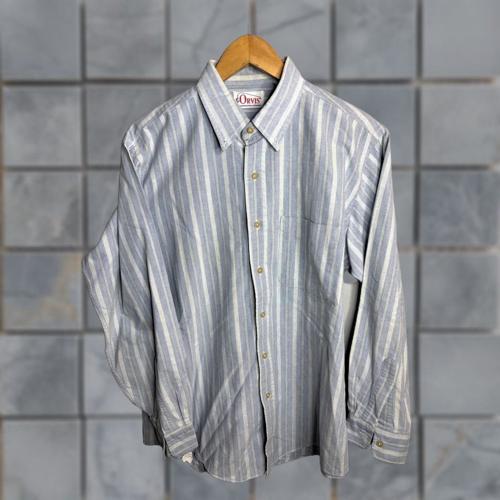 Orvis Orvis Shirt Mens Large Blue White Vertical Stripe Button-Down Cotton Classic Size US L / EU 52-54 / 3 - 1 Thumbnail
