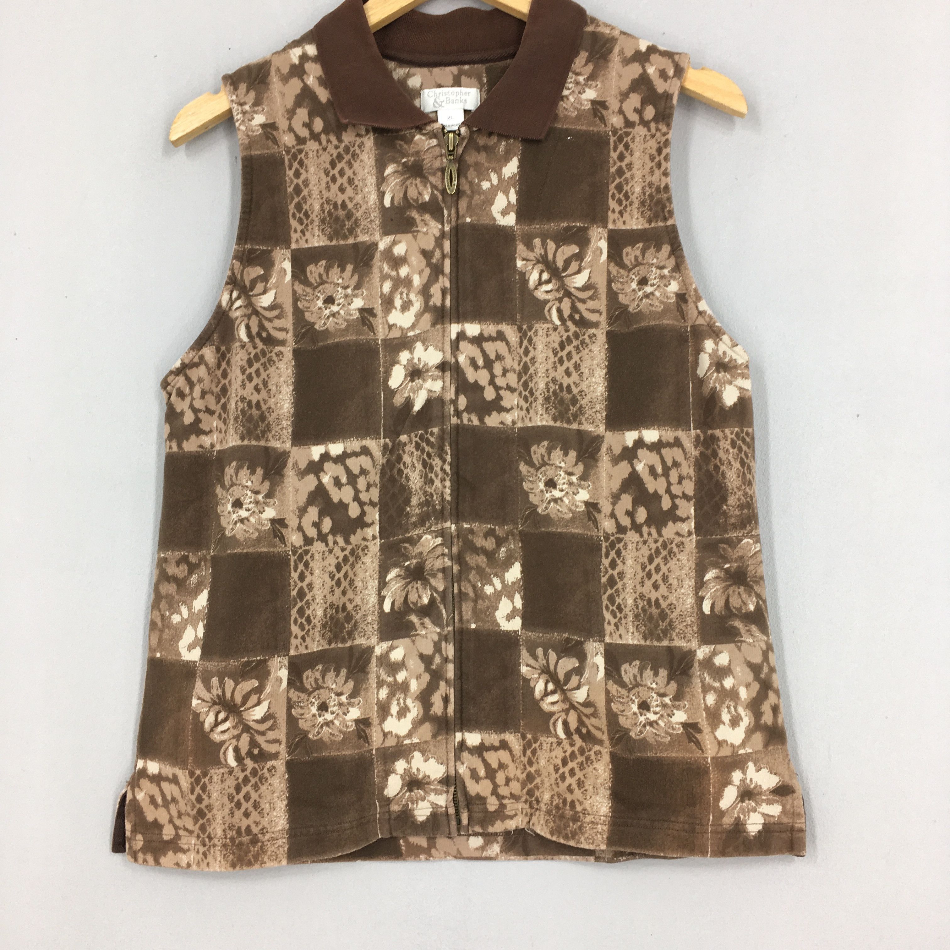 Vintage Vintage Christopher Banks Flowery Vest Brown Jacket Small Size US S / EU 44-46 / 1 - 3 Thumbnail