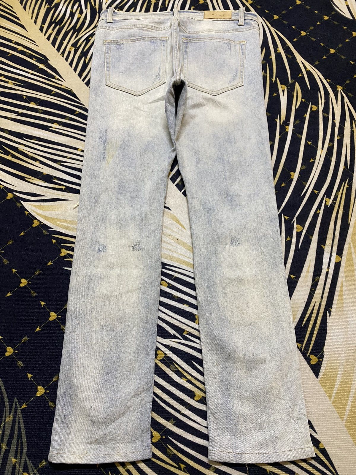 MNML Vintage Japanese Brand Faded Wash Distressed Slim Fit Jeans Size US 33 - 2 Thumbnail