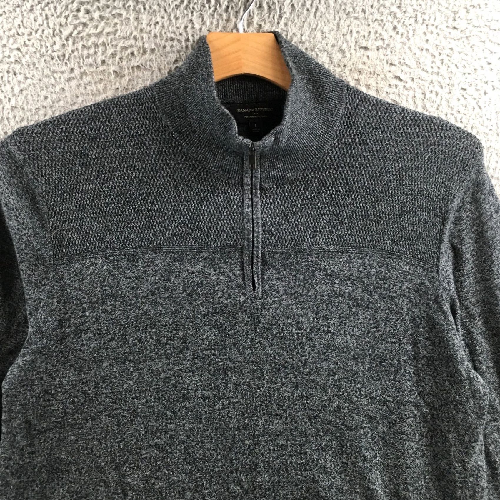 Banana Republic Banana Republic Sweater Mens L Gray Cotton Blend Quarter Zip Knit Pullover Size US L / EU 52-54 / 3 - 3 Thumbnail