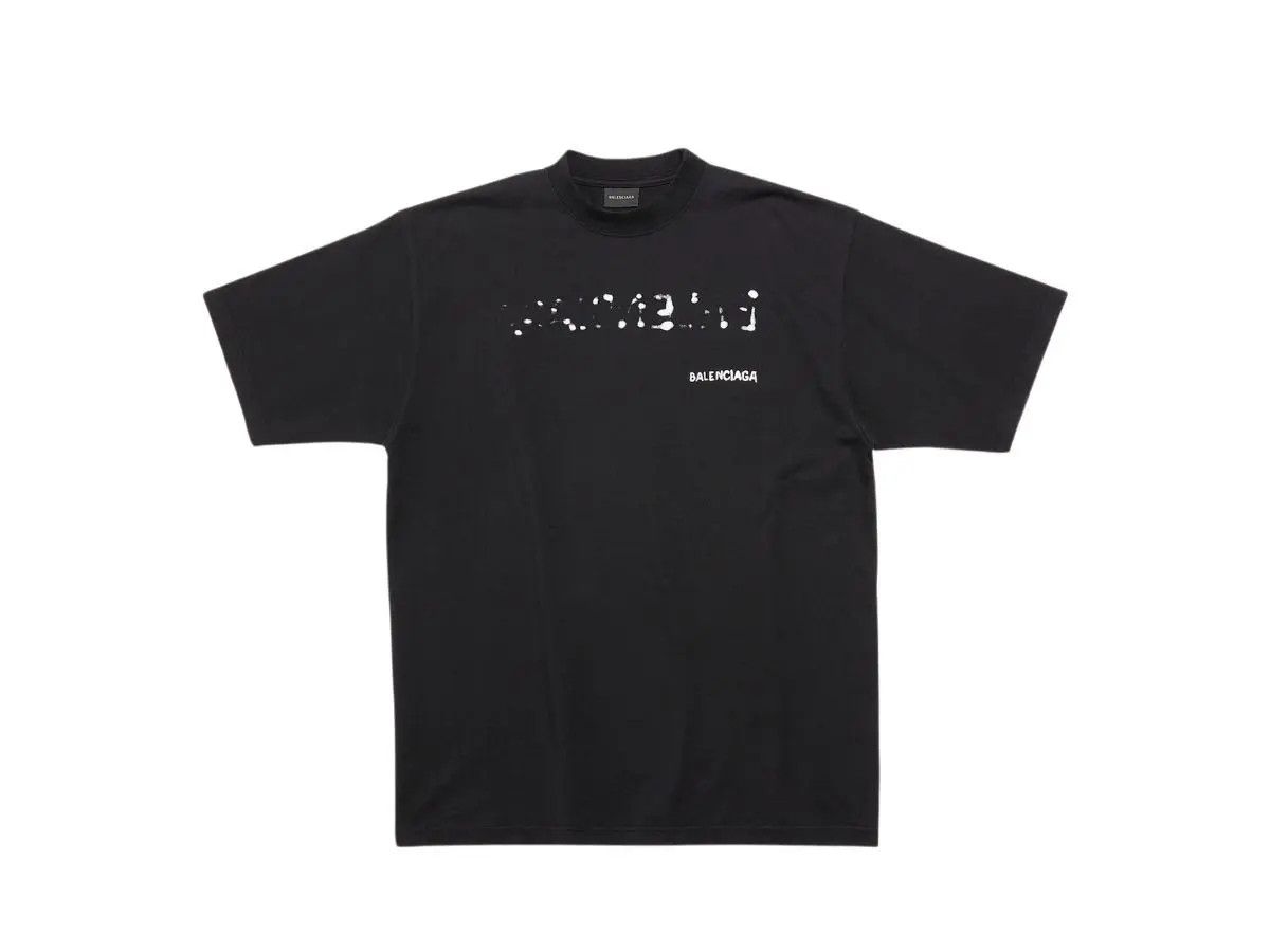 Balenciaga o1srvl11e0426 Hand-Drawn Balenciaga T-Shirt Large Fit Black Size US XXL / EU 58 / 5 - 1 Thumbnail