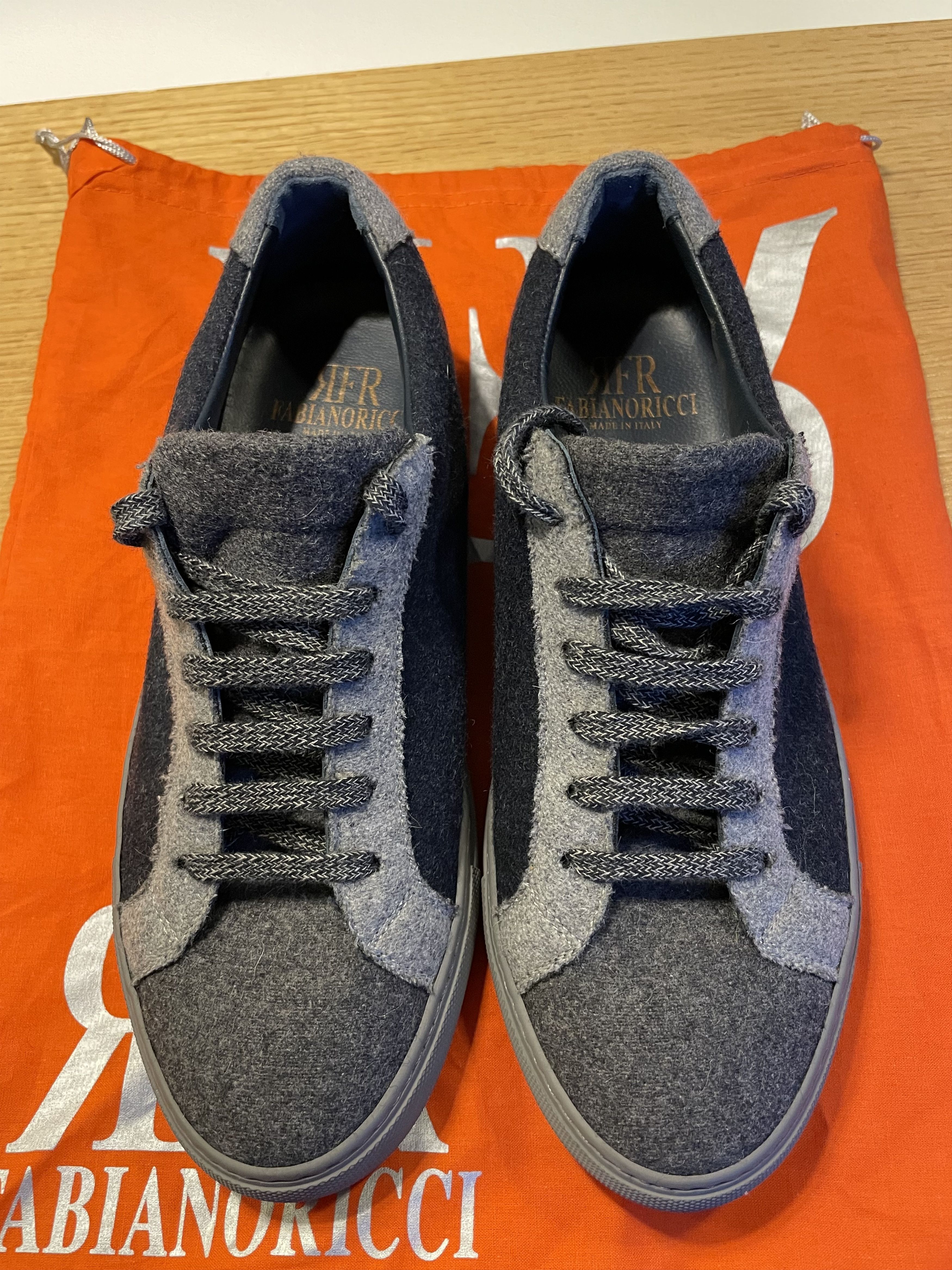 image of Fabiano Ricci Wool Sneakers in Grey/Blue, Men's (Size 7)