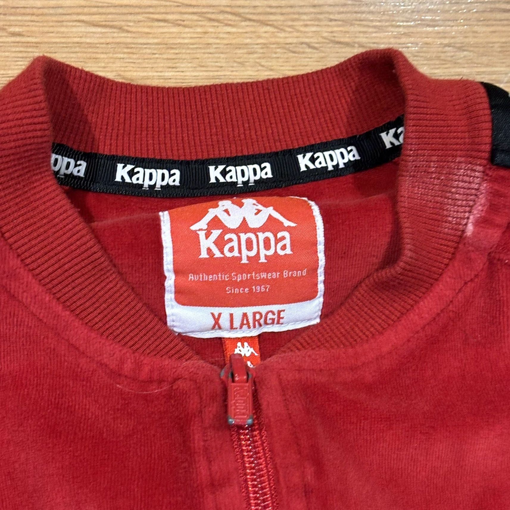 Kappa Kappa Taped Sleeves Red Velour Tracksuit Track Jacket Unisex Size Medium Size M / US 6-8 / IT 42-44 - 7 Thumbnail